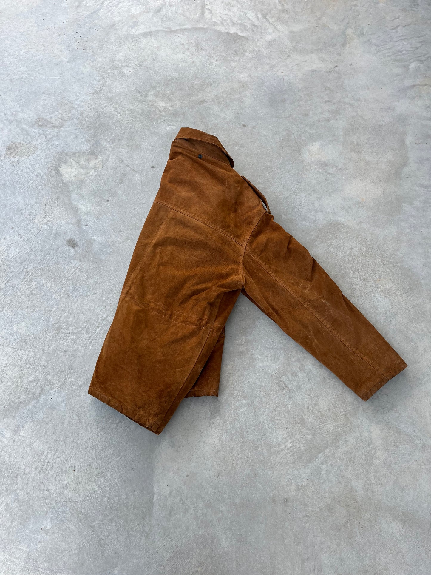 1970S - CAMEL SUEDE MID LENGTH JACKET - L