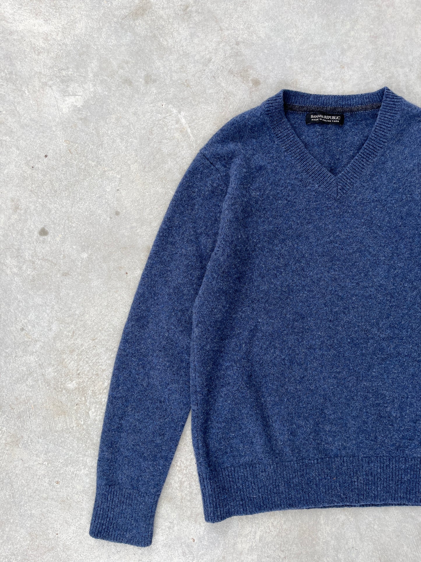 1990S - BANANA REPUBLIC BLUE KNIT SWEATER - S