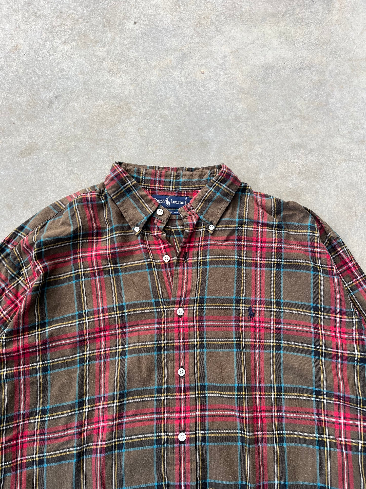 1990S - RALPH LAUREN PLAID FLANNEL - XL