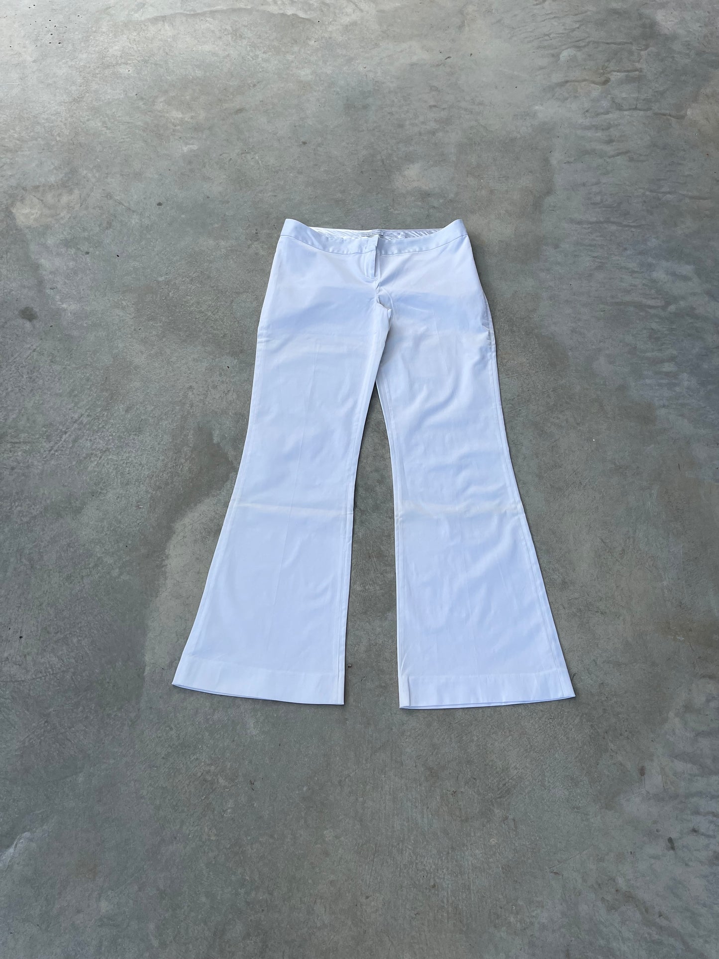 1990S - LOW RISE WHITE FLARED PANTS - 38