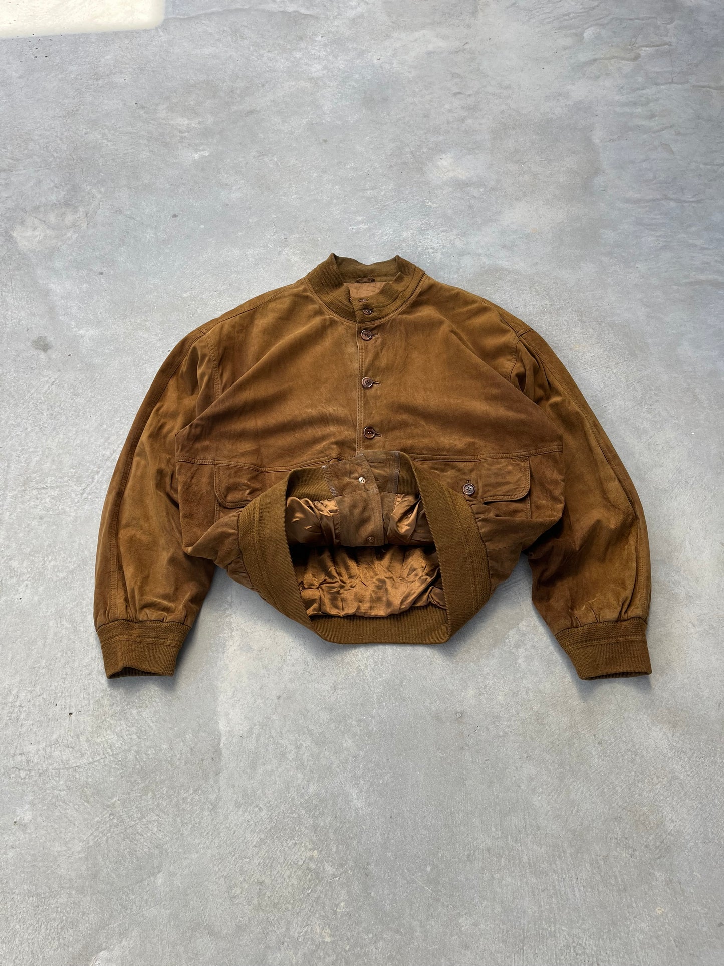 1970S - BROWN SUEDE LEATHER JACKET - L