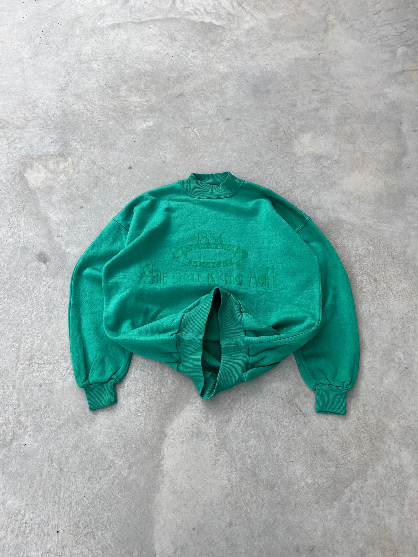 1980S - GREEN MOCK NECK SWEATSHIRT - M