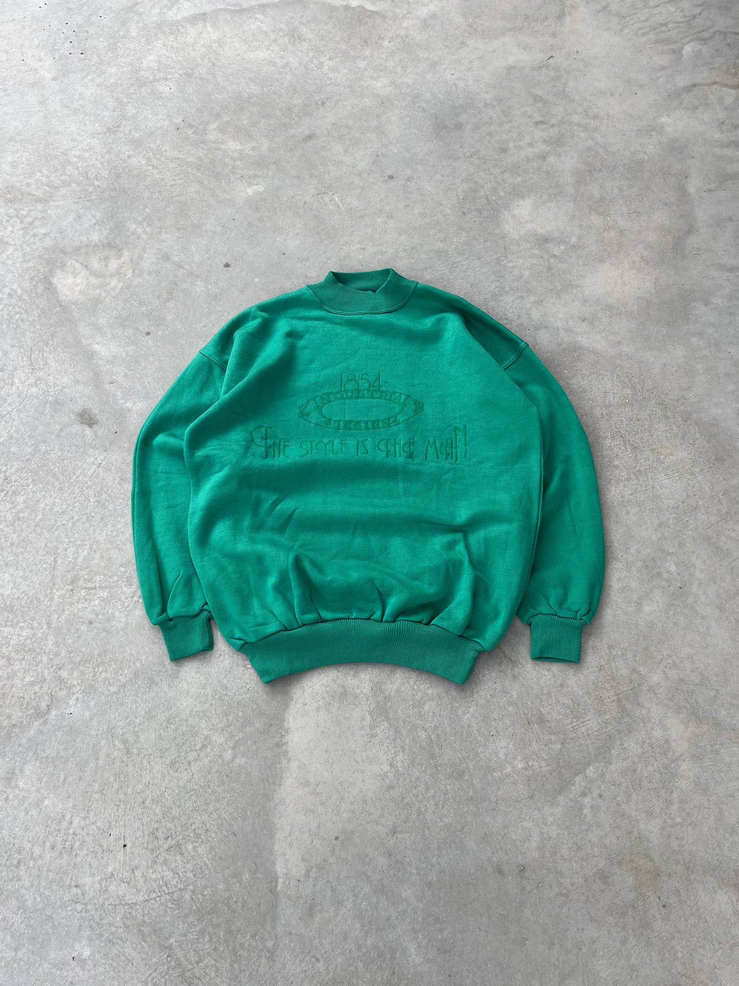 1980S - GREEN MOCK NECK SWEATSHIRT - M