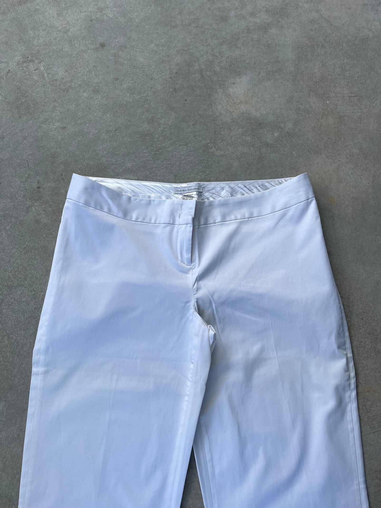 1990S - LOW RISE WHITE FLARED PANTS - 38