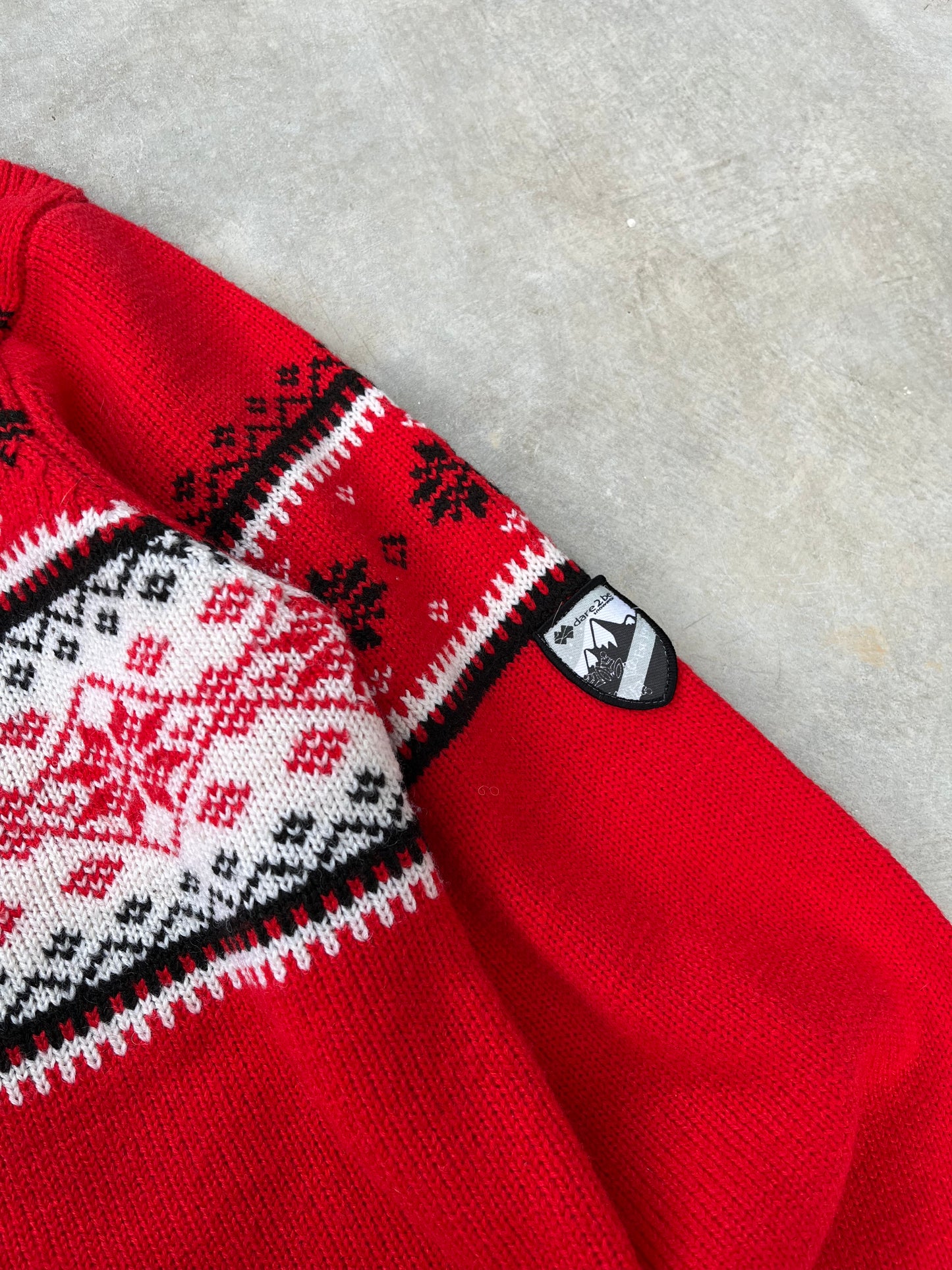 1990S - QUARTER ZIP NORDIC SWEATER - M