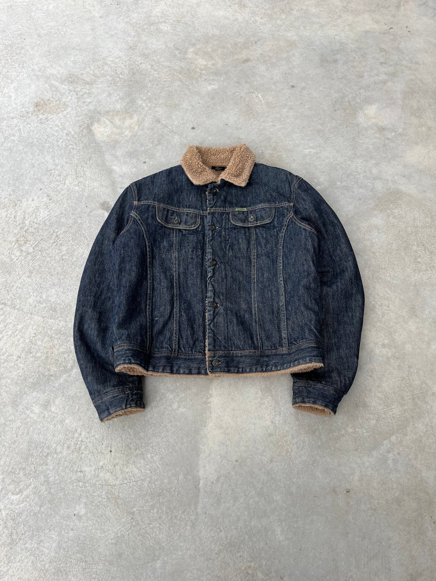 2000S - DIESEL DENIM & FAUX FUR JACKET - L