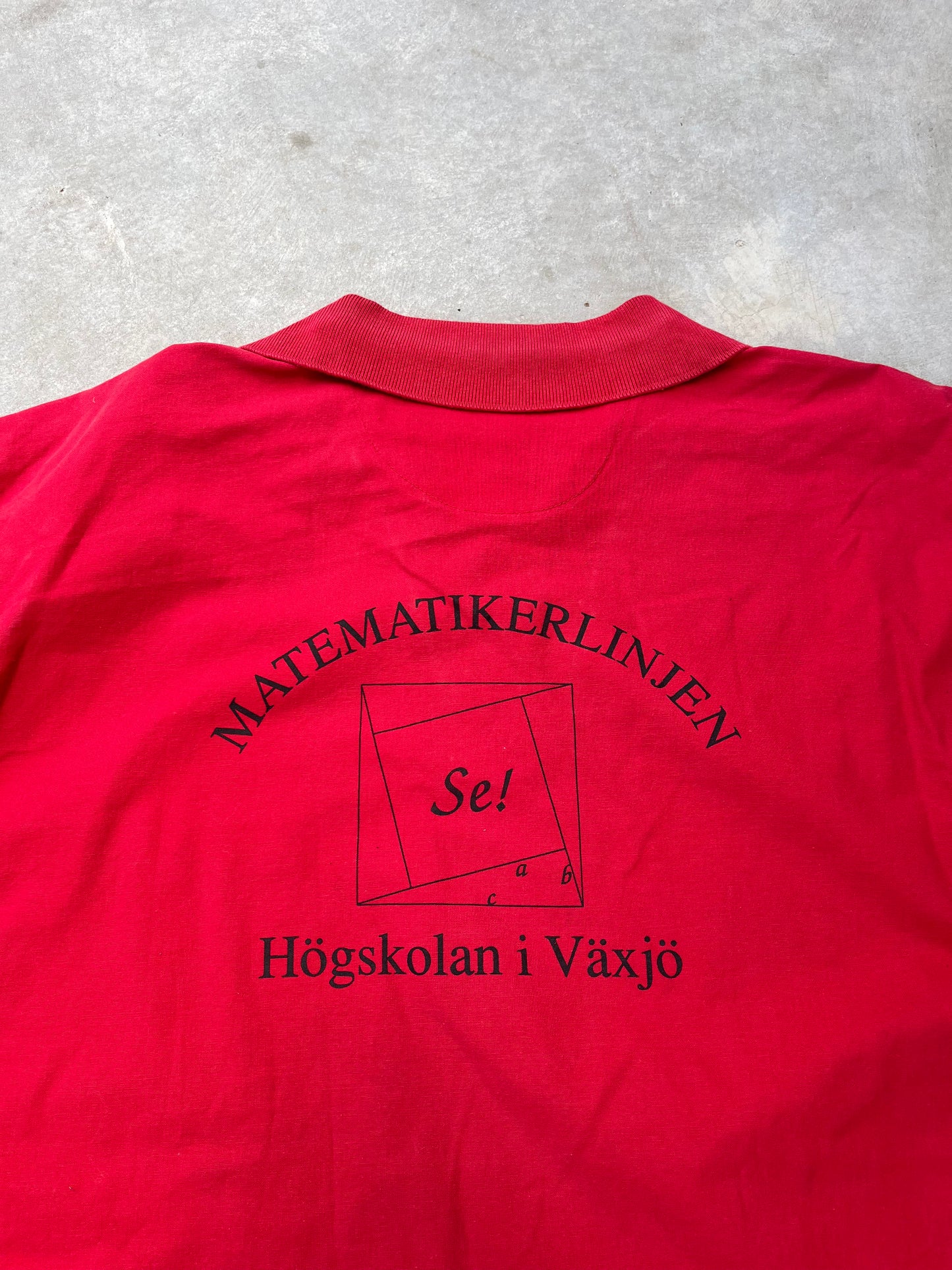 1990S - RED POLO SWEDISH PRINTED TSHIRT - XL