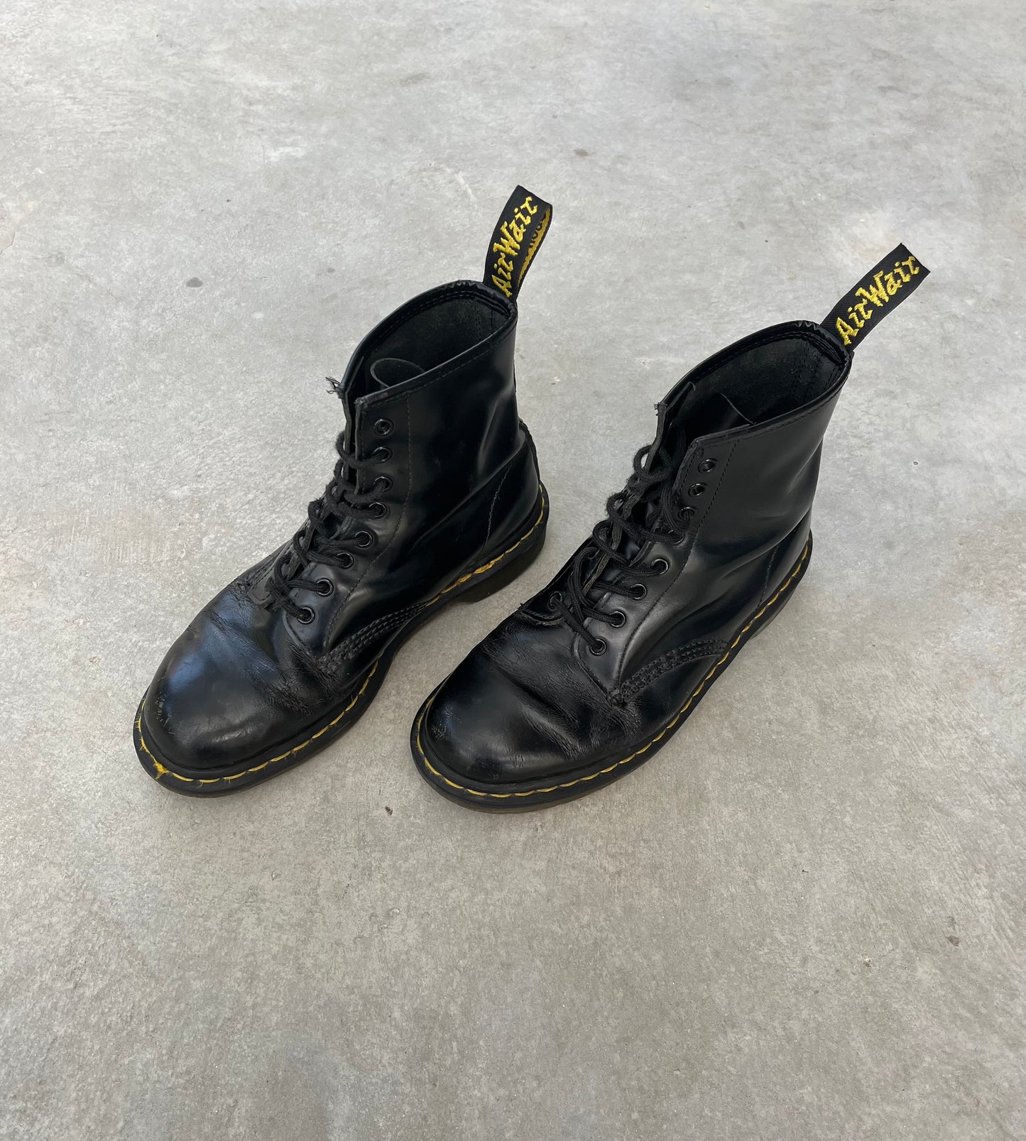 1990S - ORIGINAL BLACK LEATHER 1461 DOC. MARTENS BOOTS - 42