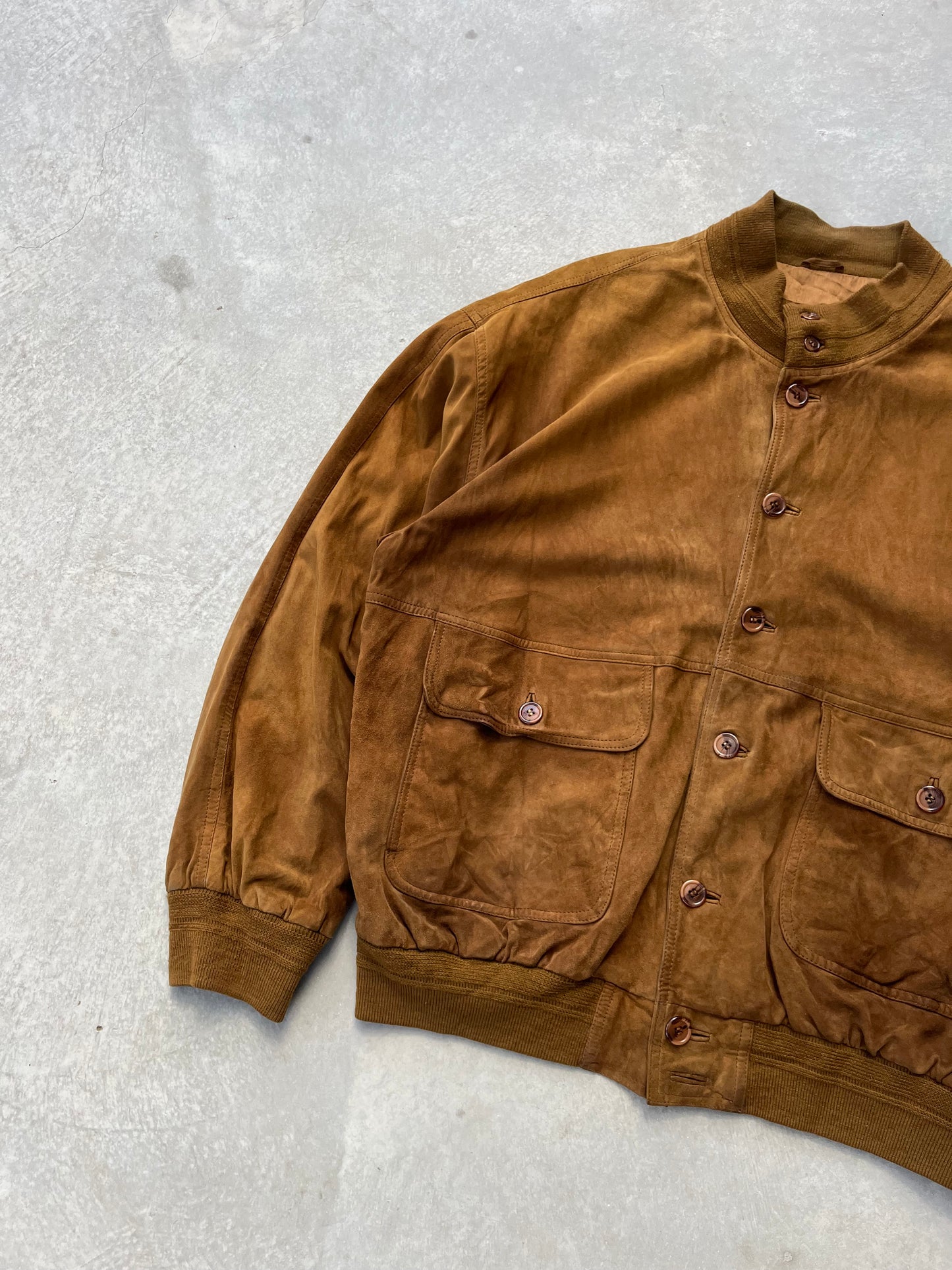 1970S - BROWN SUEDE LEATHER JACKET - L