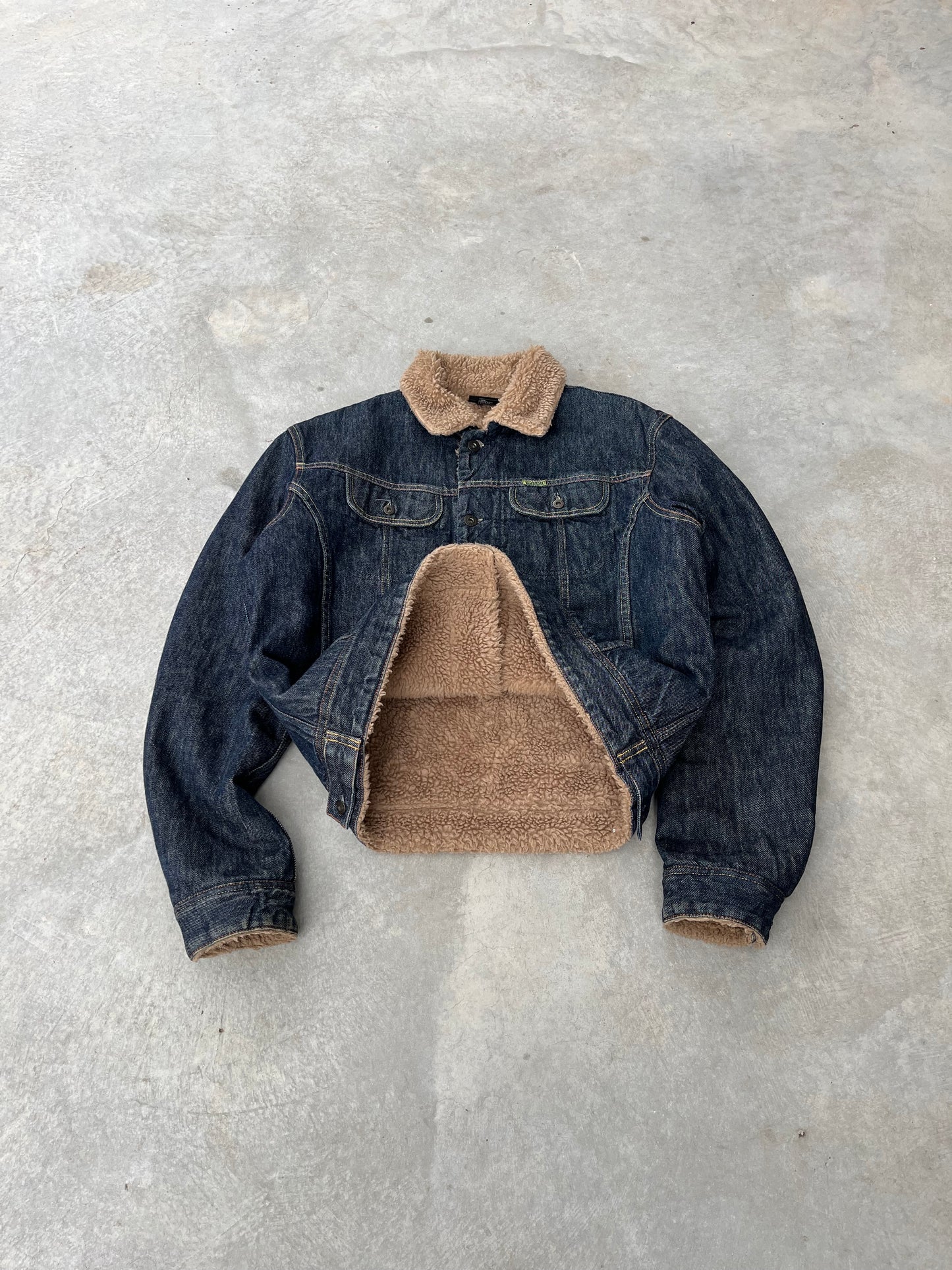 2000S - DIESEL DENIM & FAUX FUR JACKET - L