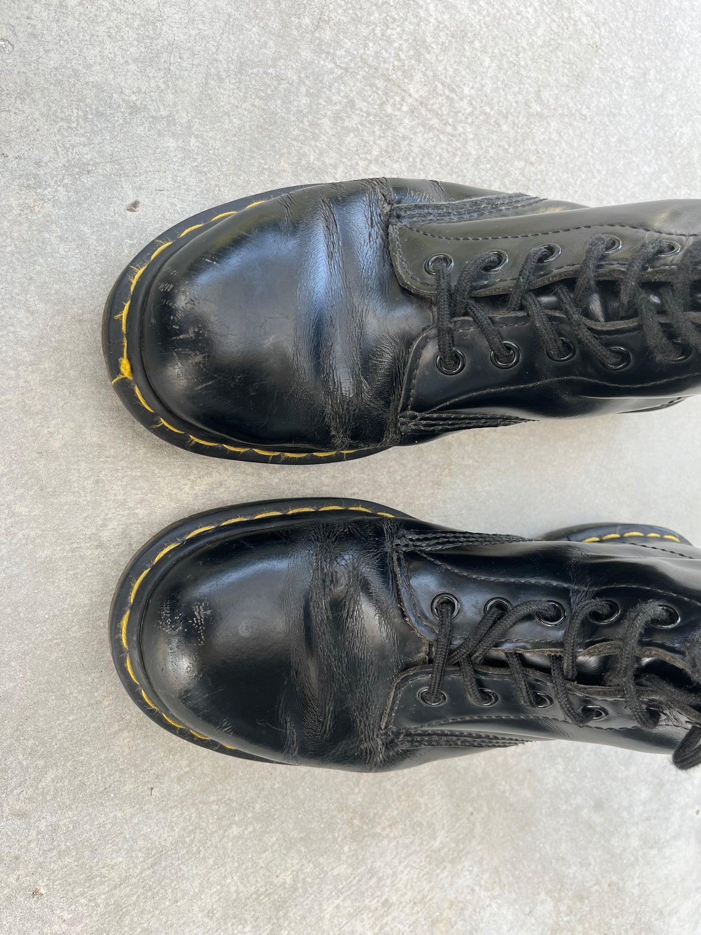 1990S - ORIGINAL BLACK LEATHER 1461 DOC. MARTENS BOOTS - 42