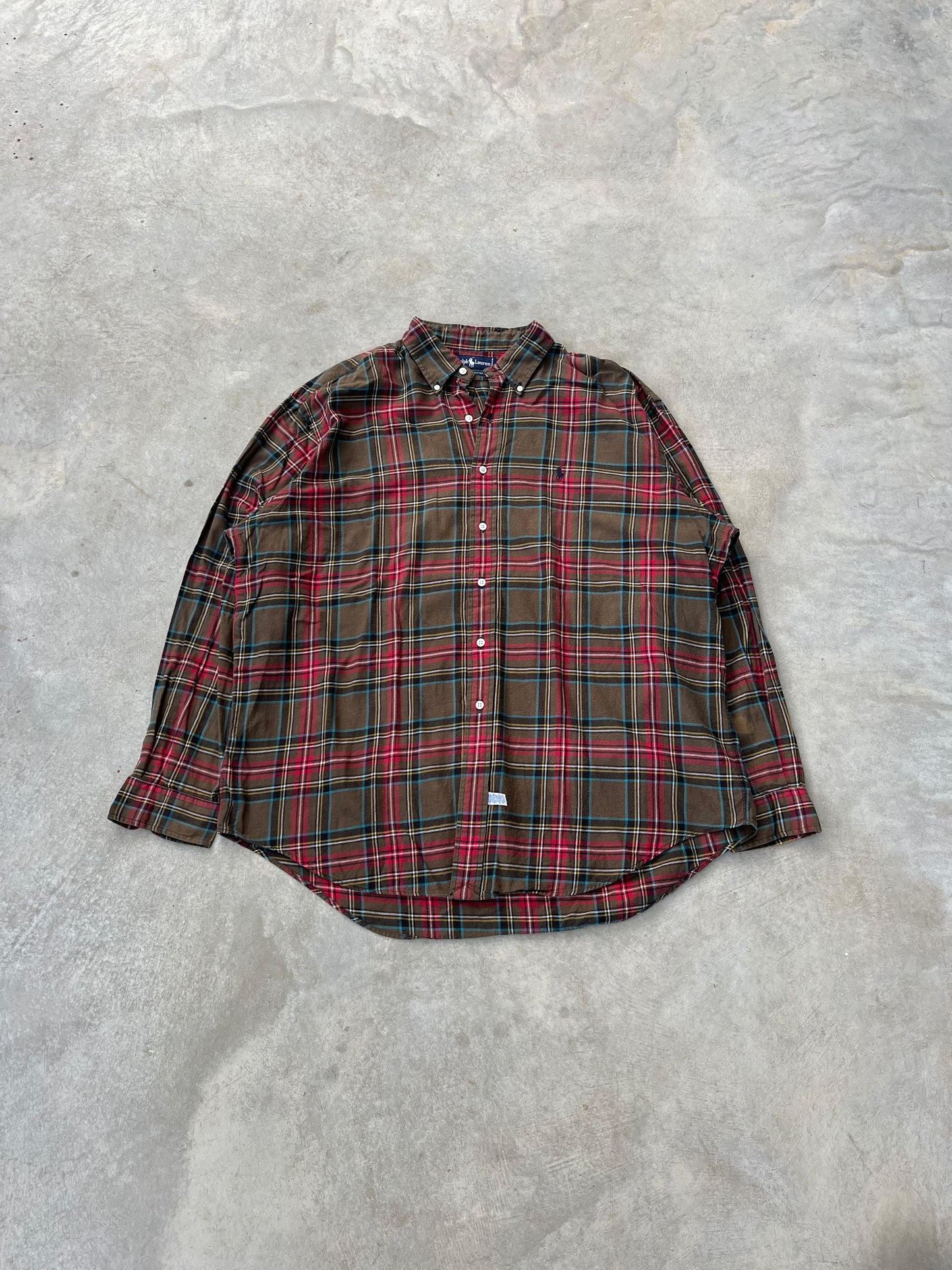 1990S - RALPH LAUREN PLAID FLANNEL - XL