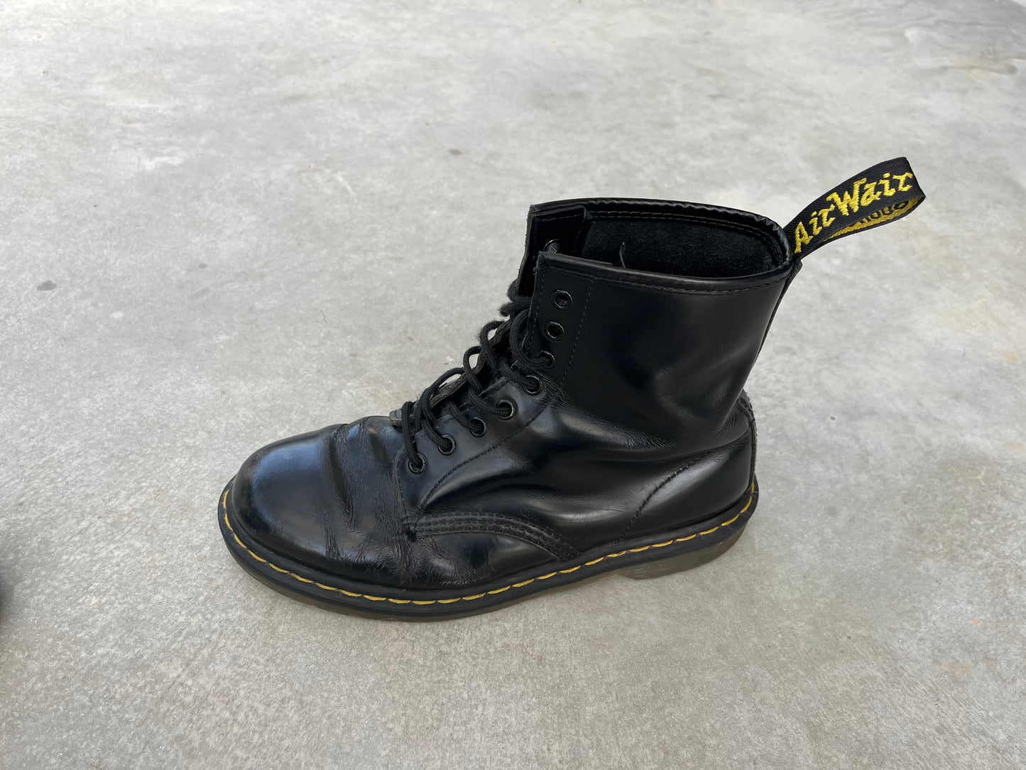 1990S - ORIGINAL BLACK LEATHER 1461 DOC. MARTENS BOOTS - 42