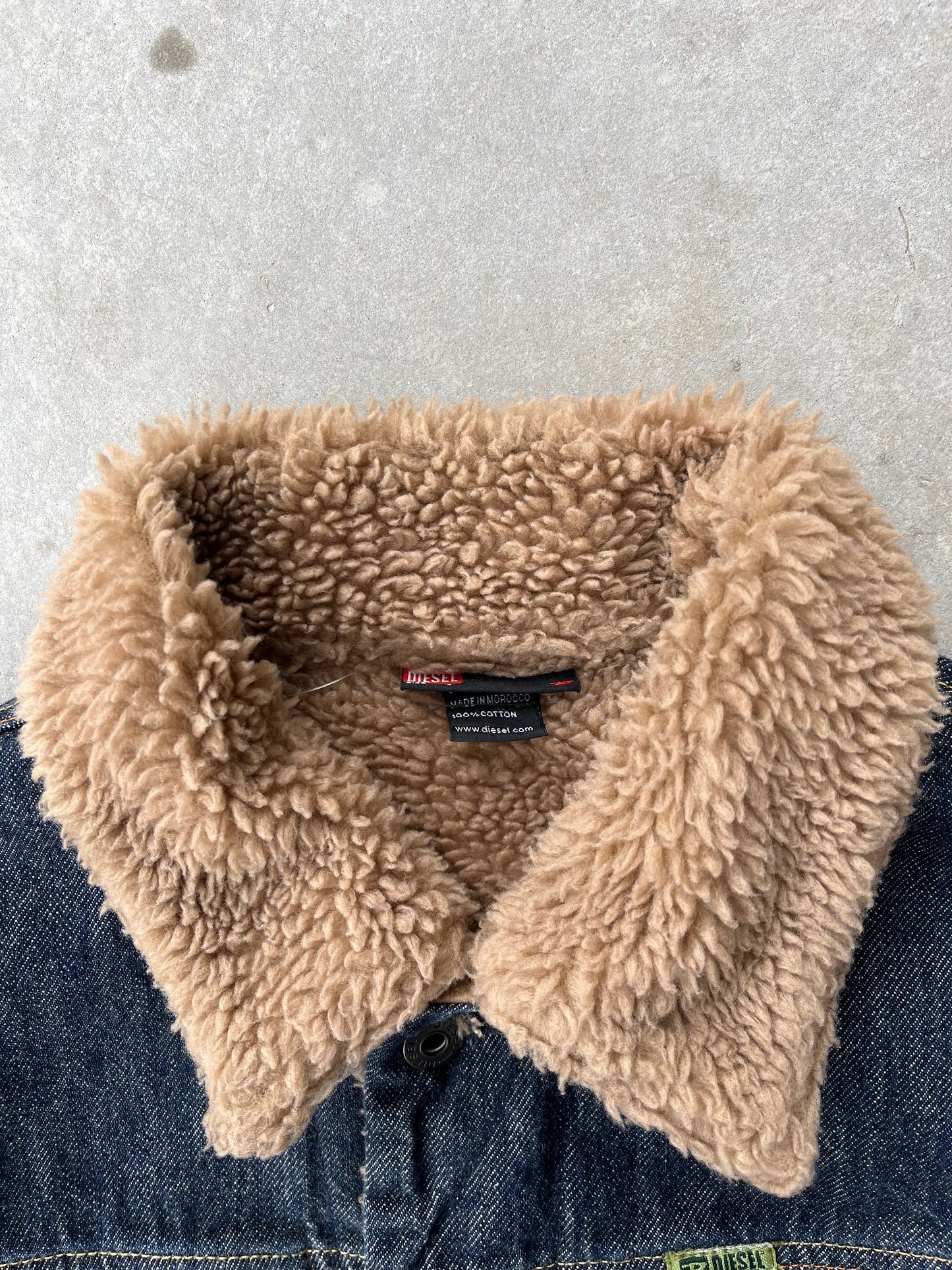 2000S - DIESEL DENIM & FAUX FUR JACKET - L