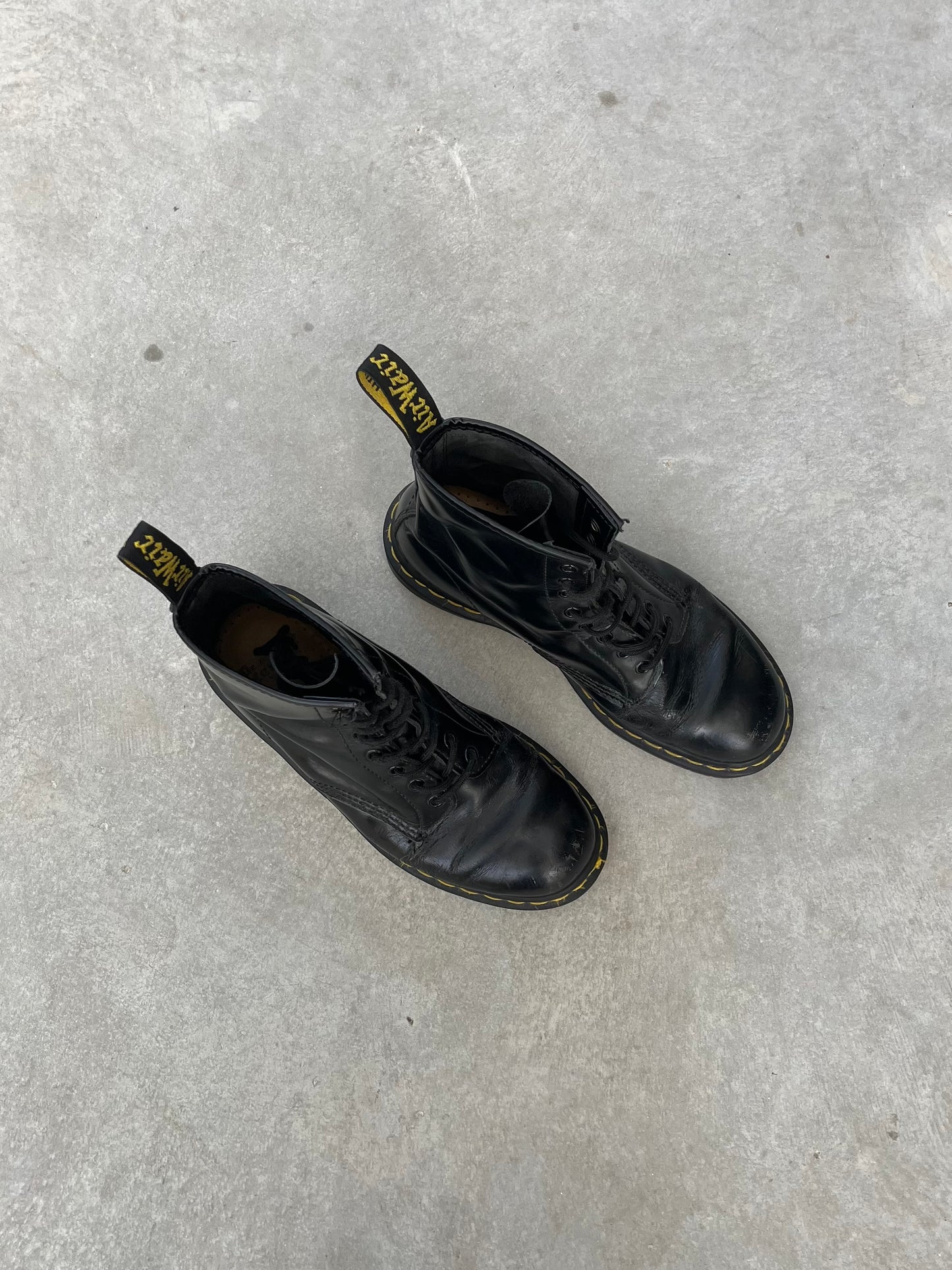 1990S - ORIGINAL BLACK LEATHER 1461 DOC. MARTENS BOOTS - 42
