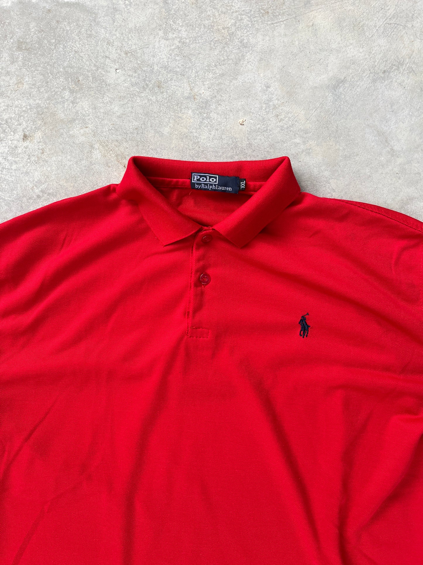 1990S - RED POLO RALPH LAUREN SHIRT - XXL