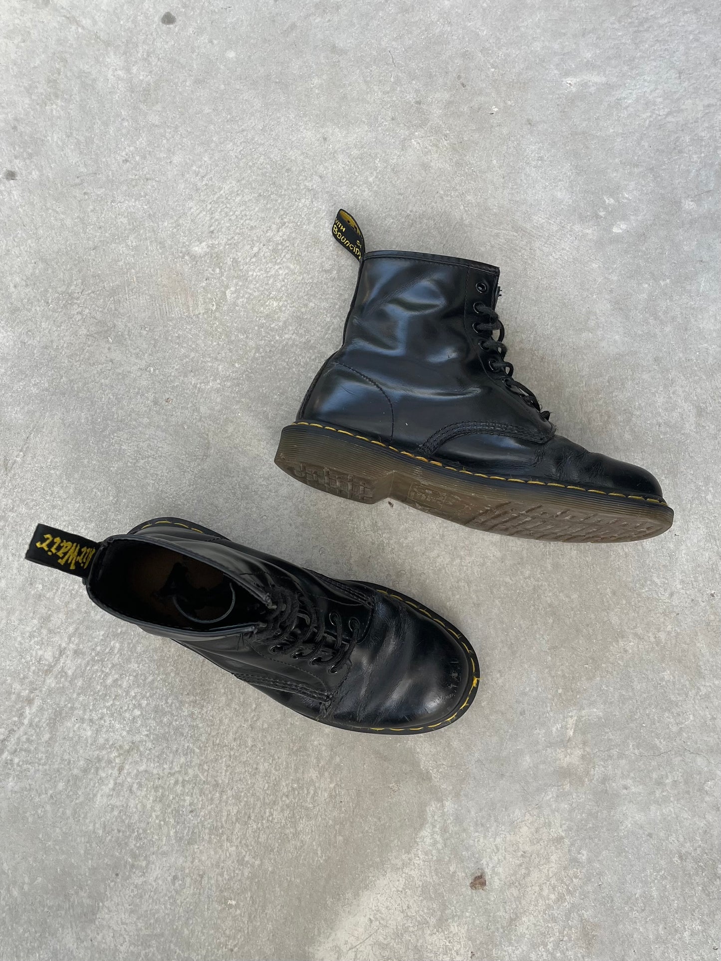 1990S - ORIGINAL BLACK LEATHER 1461 DOC. MARTENS BOOTS - 42
