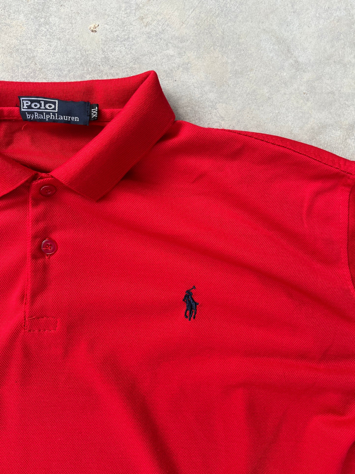1990S - RED POLO RALPH LAUREN SHIRT - XXL