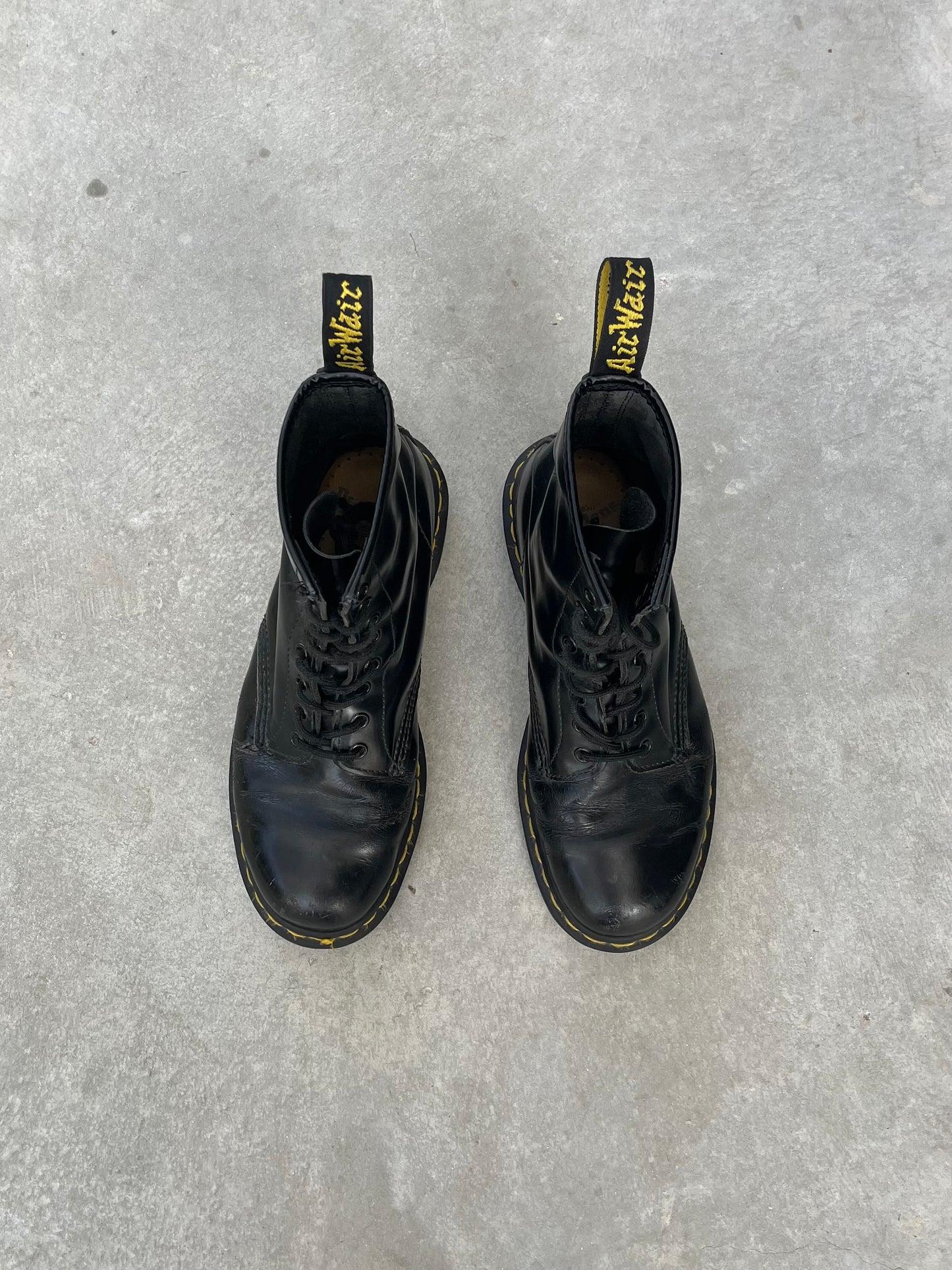 1990S - ORIGINAL BLACK LEATHER 1461 DOC. MARTENS BOOTS - 42
