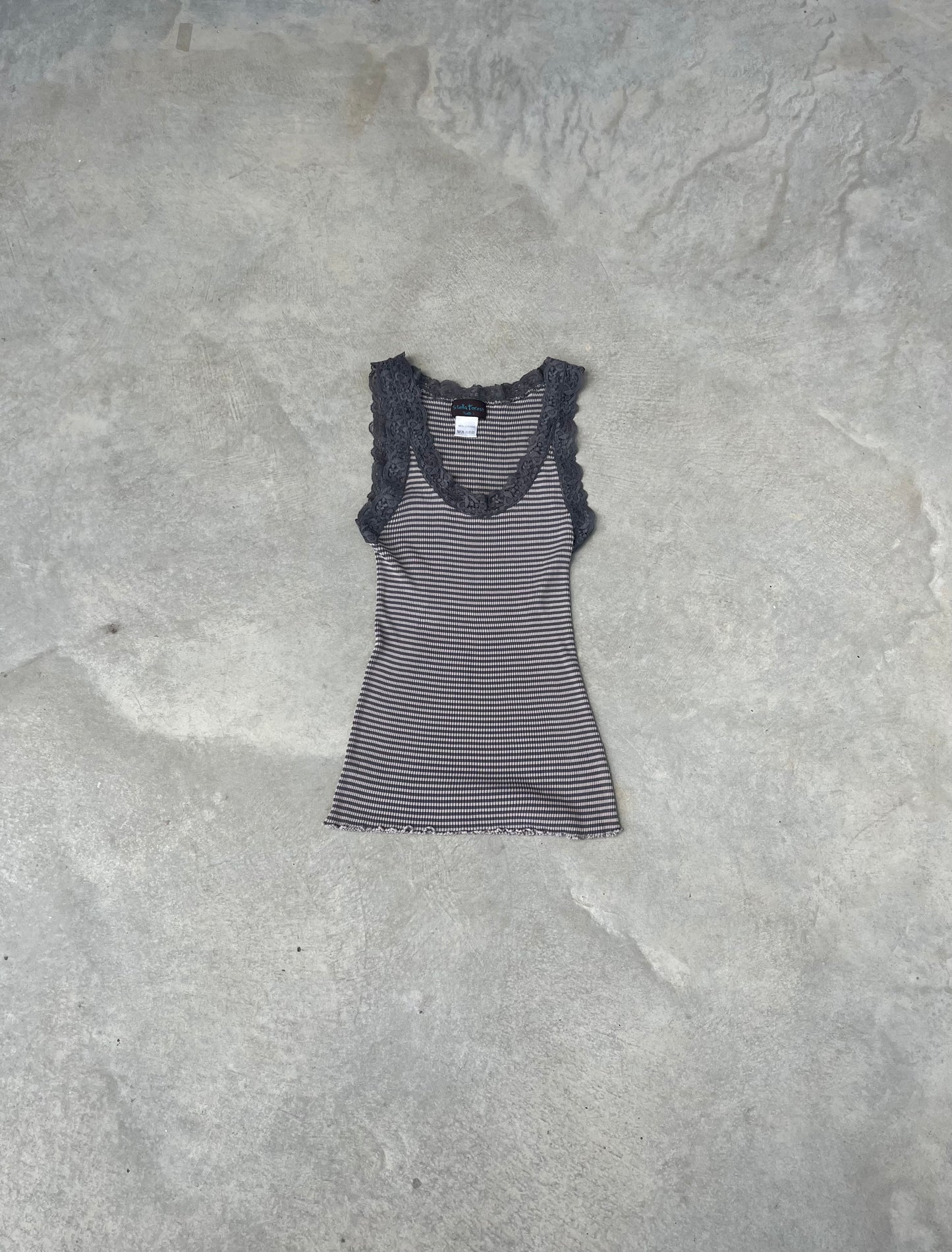 2000S STRIPED TIGHT STRETCHY TANK TOP - L