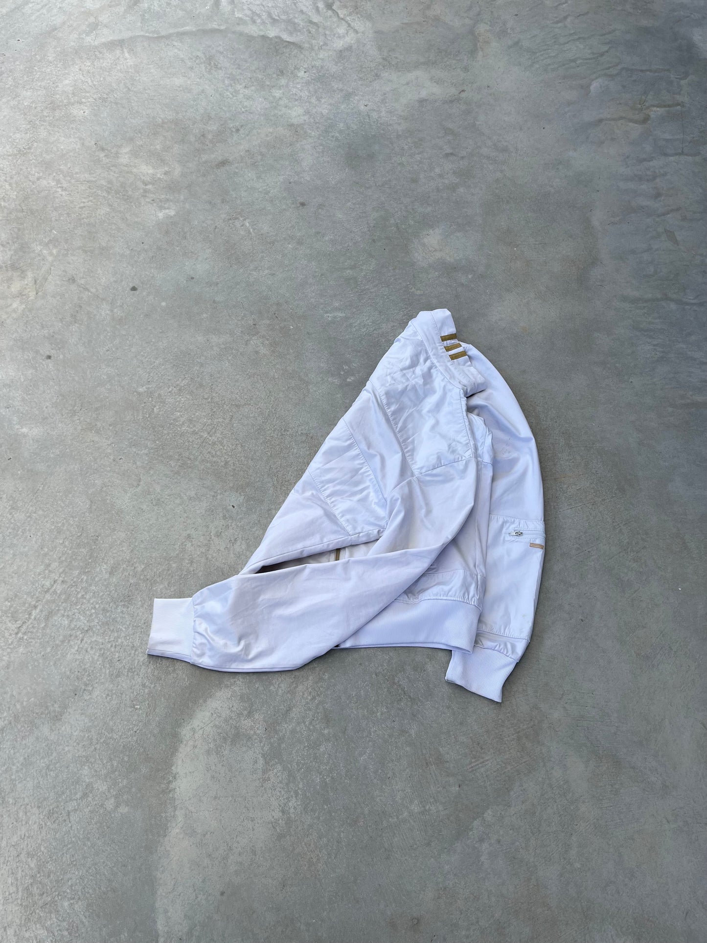 2000S - WHITE & GOLD ADIDAS SPORT JACKET - S