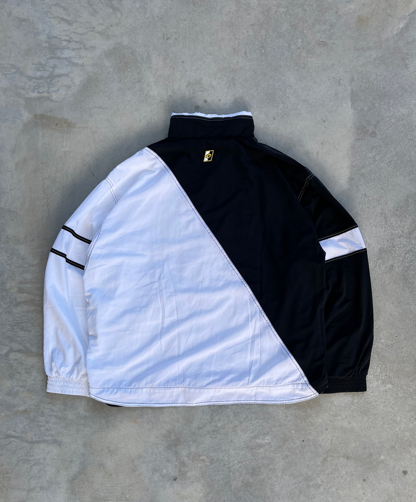 1980S - LOTTO ASYMMETRICAL BLACK\WHITE JACKET - 3XL