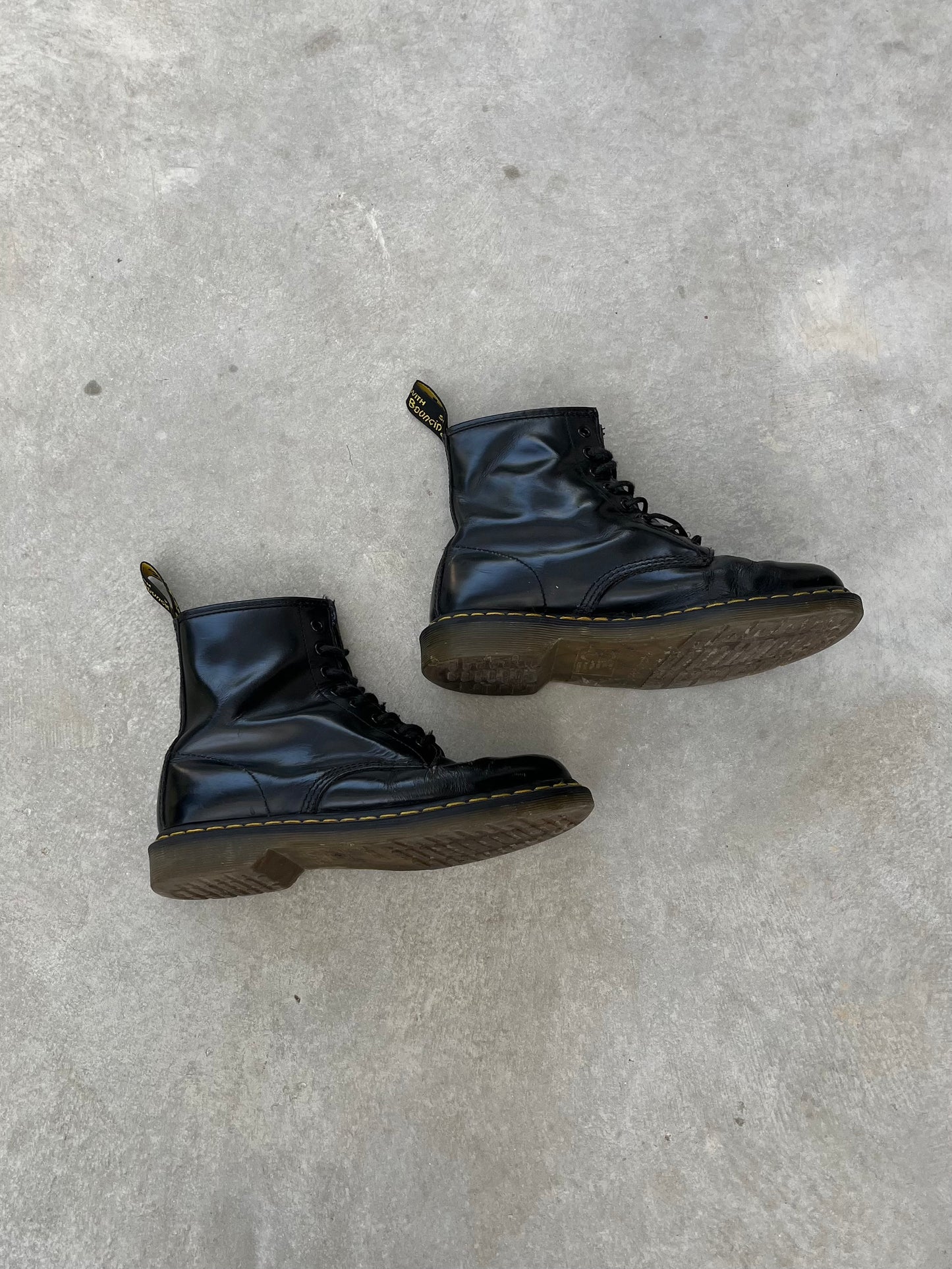 1990S - ORIGINAL BLACK LEATHER 1461 DOC. MARTENS BOOTS - 42