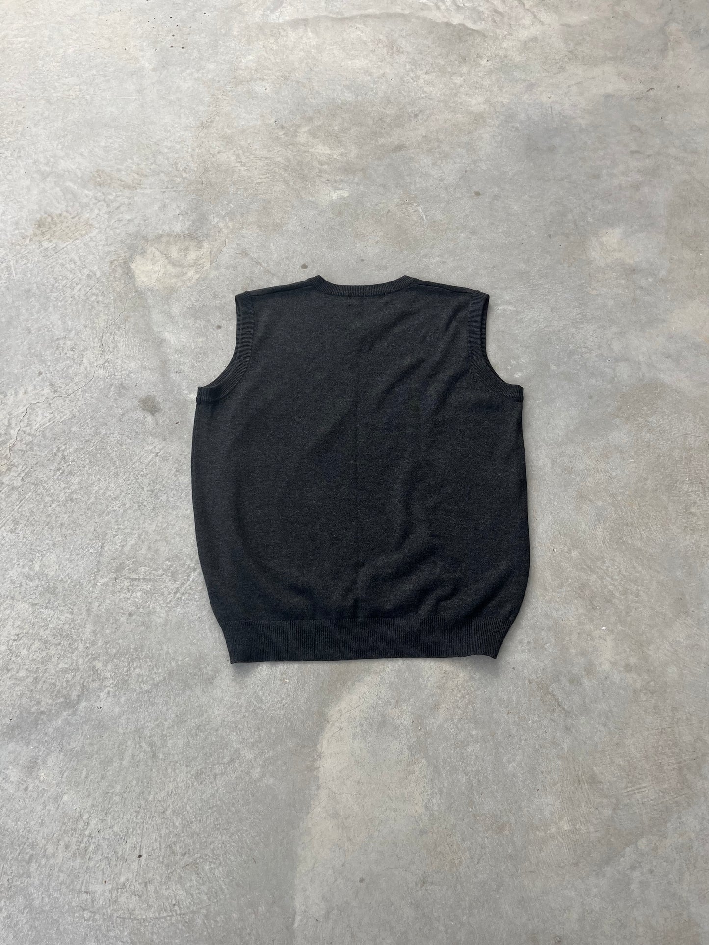 1990S - GRAY KNIT V NECK VEST - M