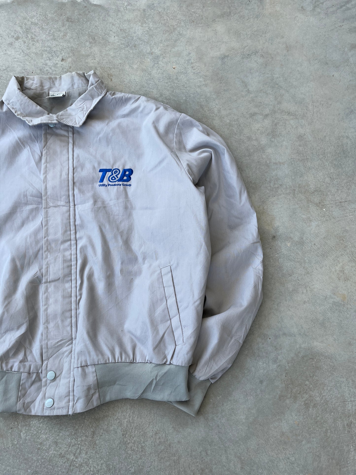 1980S - BEIGE/GRAY WORK JACKET - L