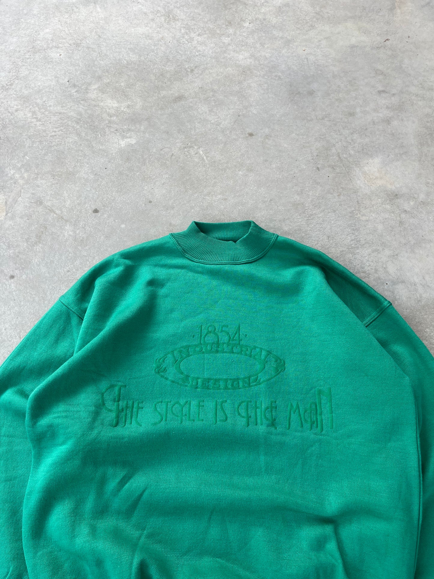 1980S - GREEN MOCK NECK SWEATSHIRT - M