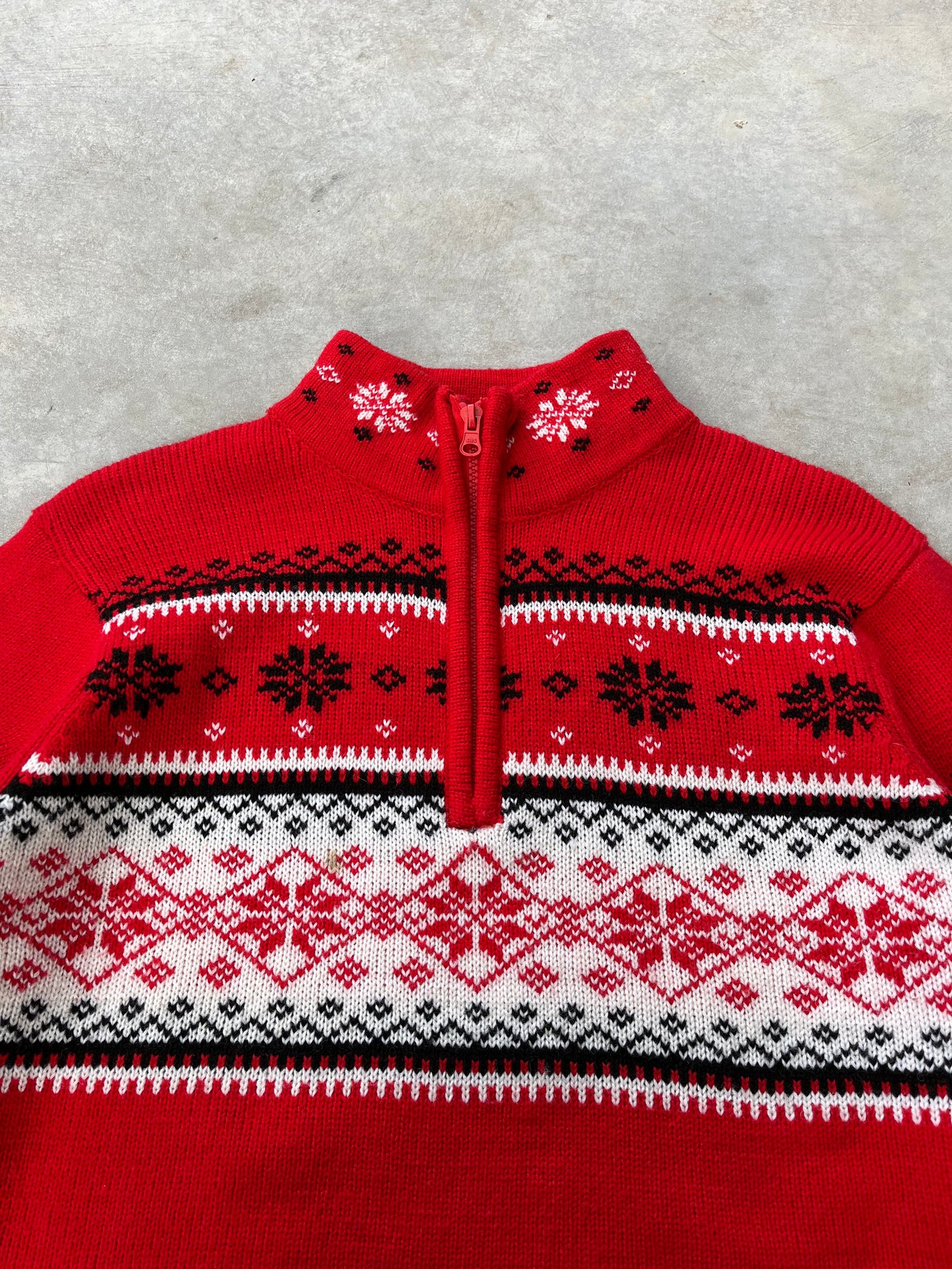 1990S - QUARTER ZIP NORDIC SWEATER - M
