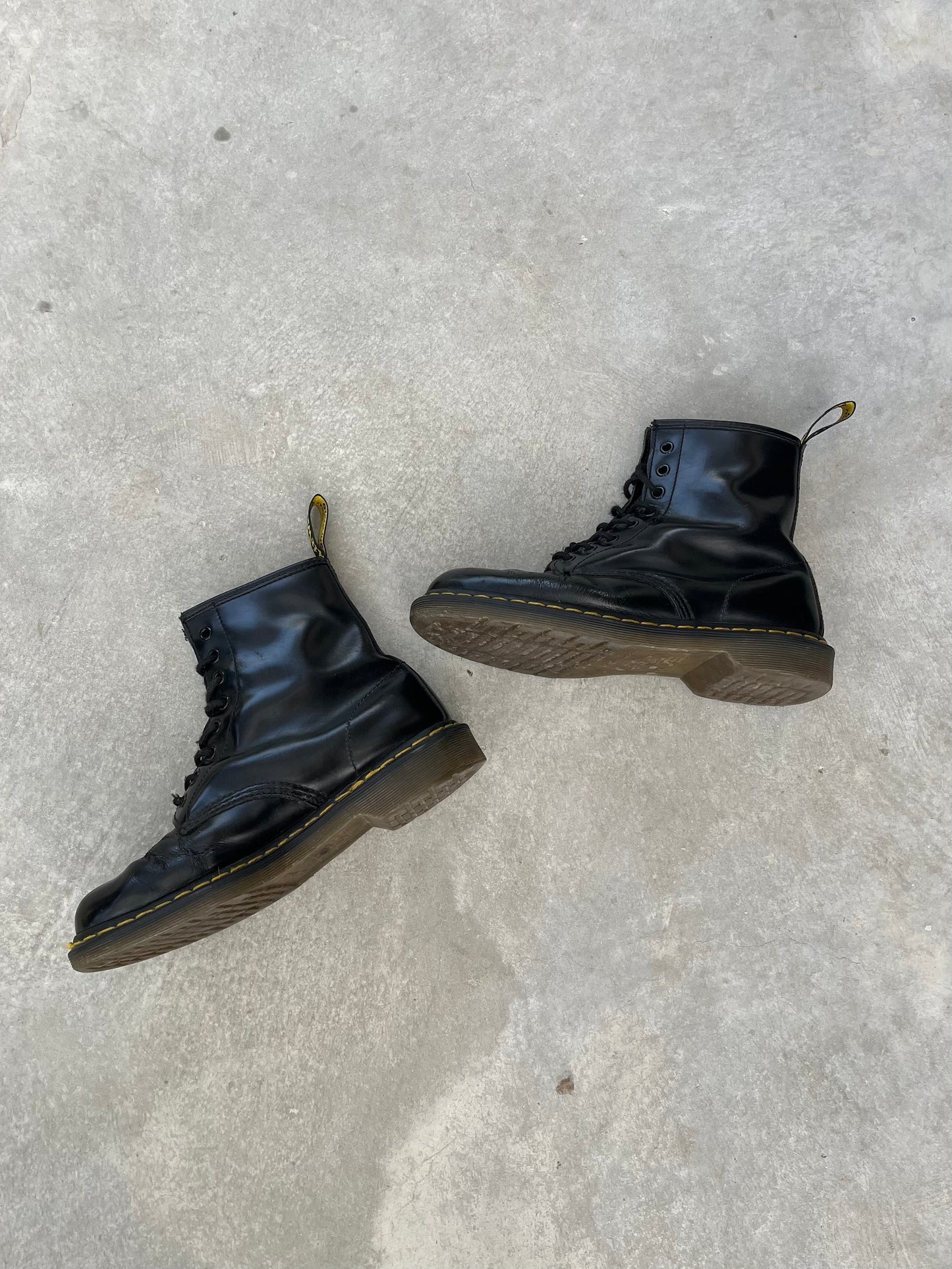 1990S - ORIGINAL BLACK LEATHER 1461 DOC. MARTENS BOOTS - 42