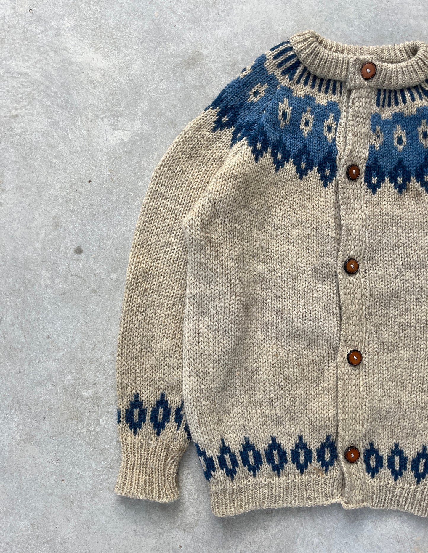 1990S - PATTERNED KNIT CARDIGAN - L