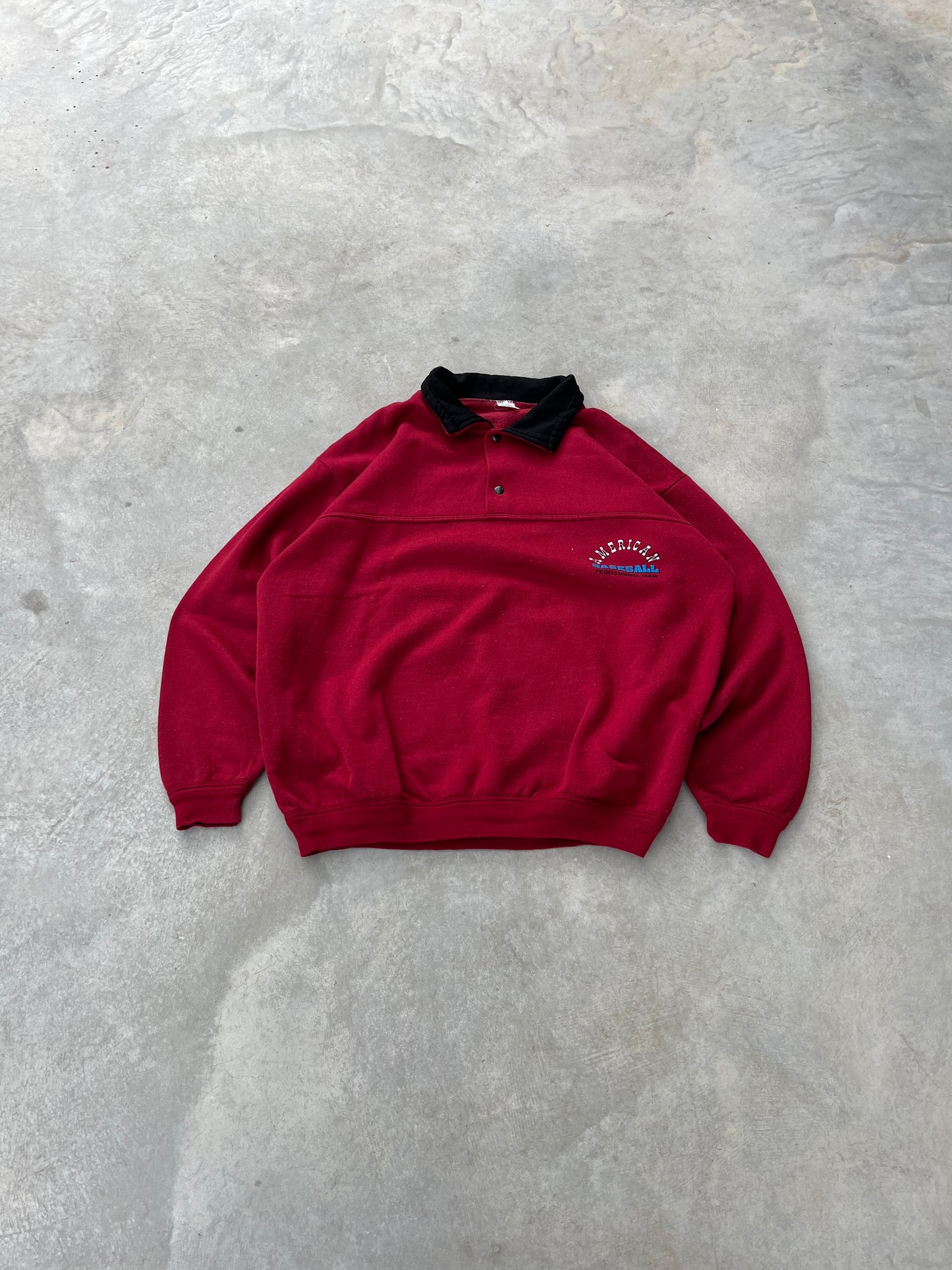 1980S - AMERICAN BASEBALL BUTTONED PRINTED SWEATSHIRT - L