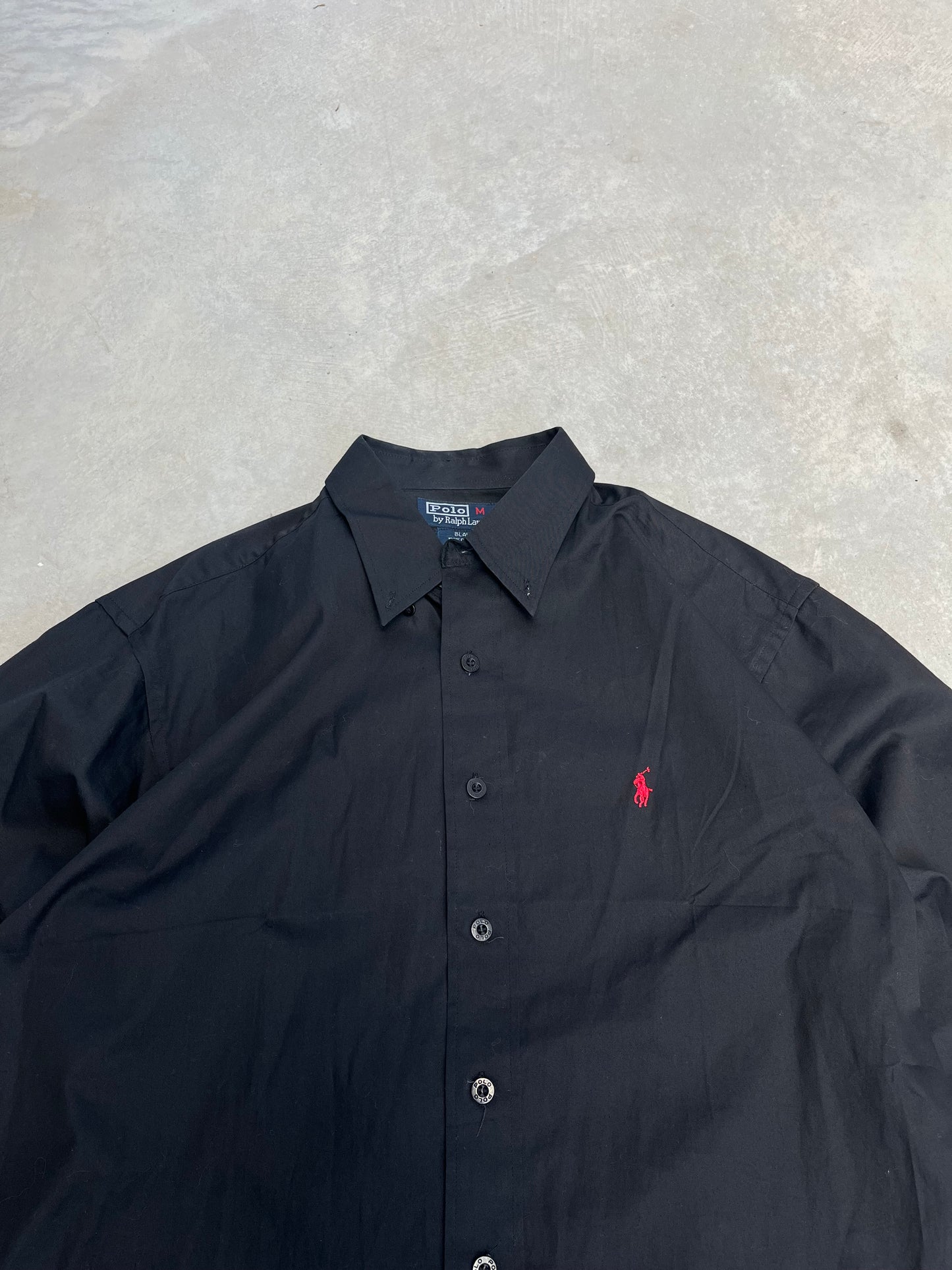 1990S - POLO RALPH LAUREN BLACK BUTTON DOWN SHIRT - M