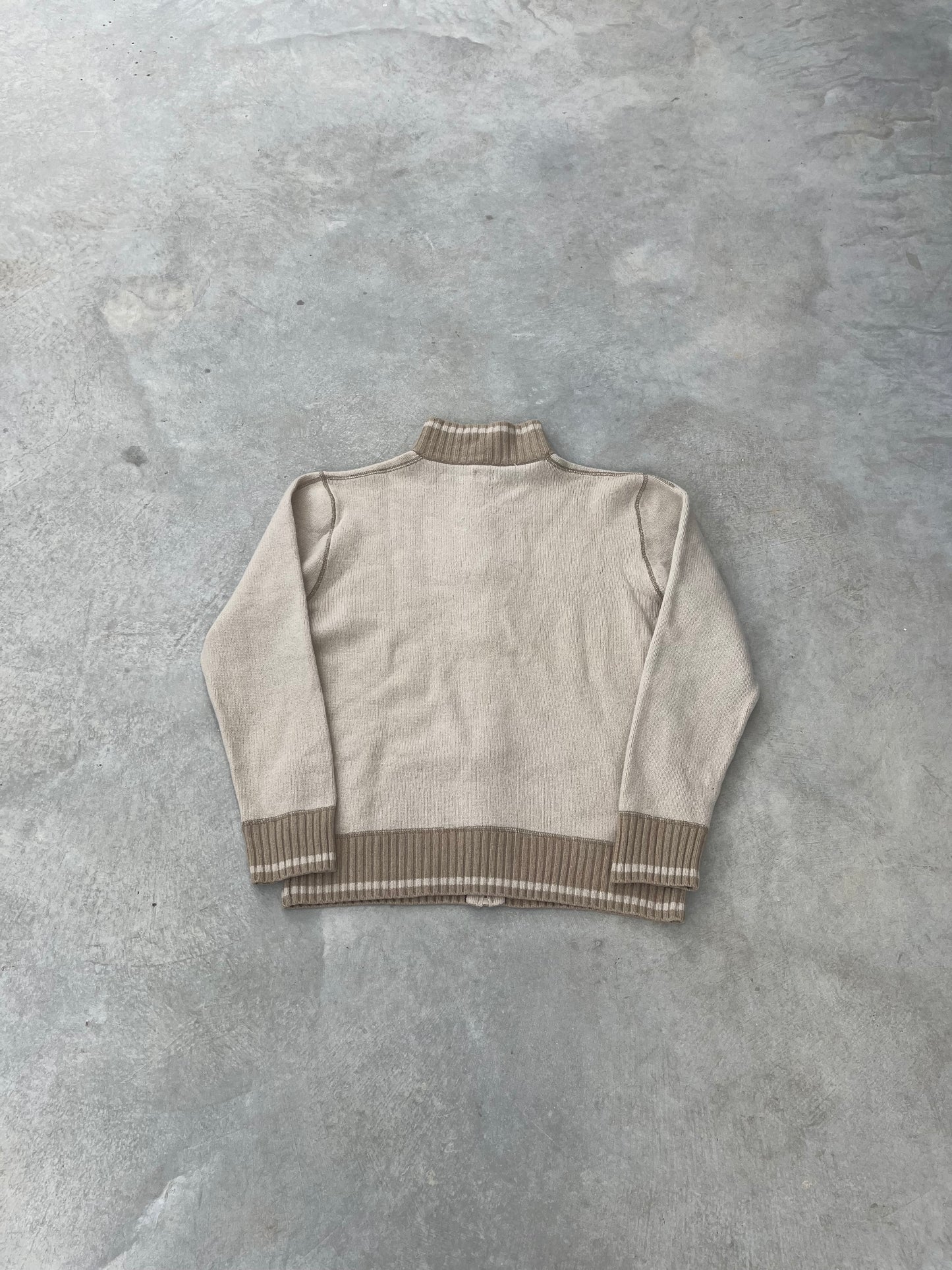 2000S - LEVI‘S BEIGE ZIP UP KNIT JACKET - L