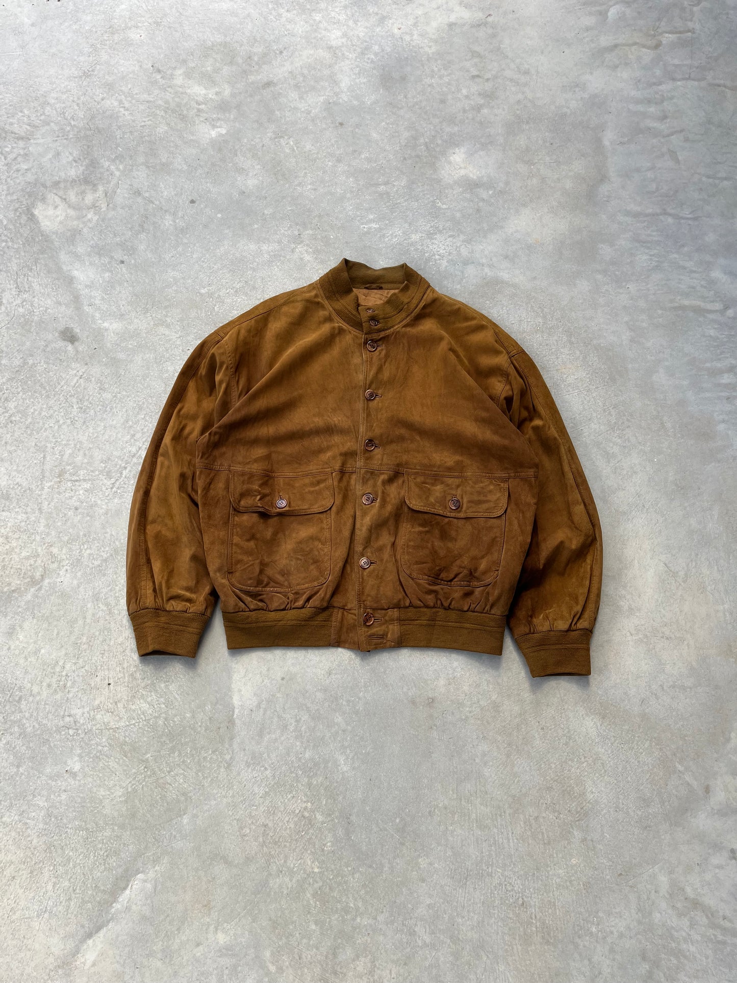 1970S - BROWN SUEDE LEATHER JACKET - L