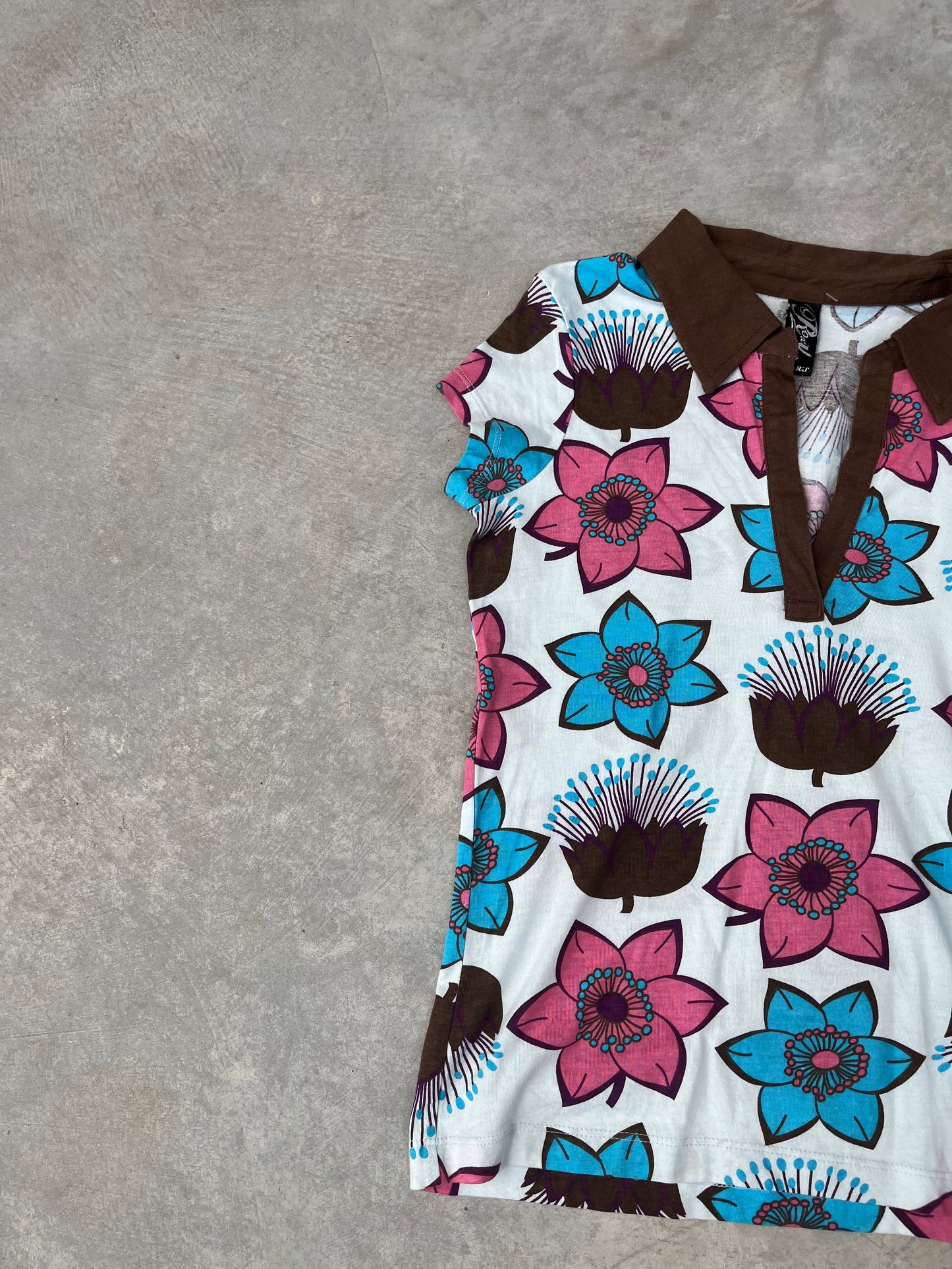 1990S - OPEN CHEST FLOWER TOP - S