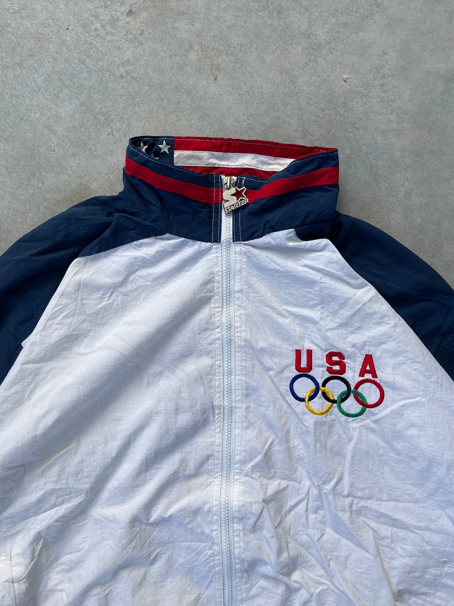 1990S - ORIGINAL STARTER U.S.A SOCCER OLYMPICS TRACK JACKET - XL