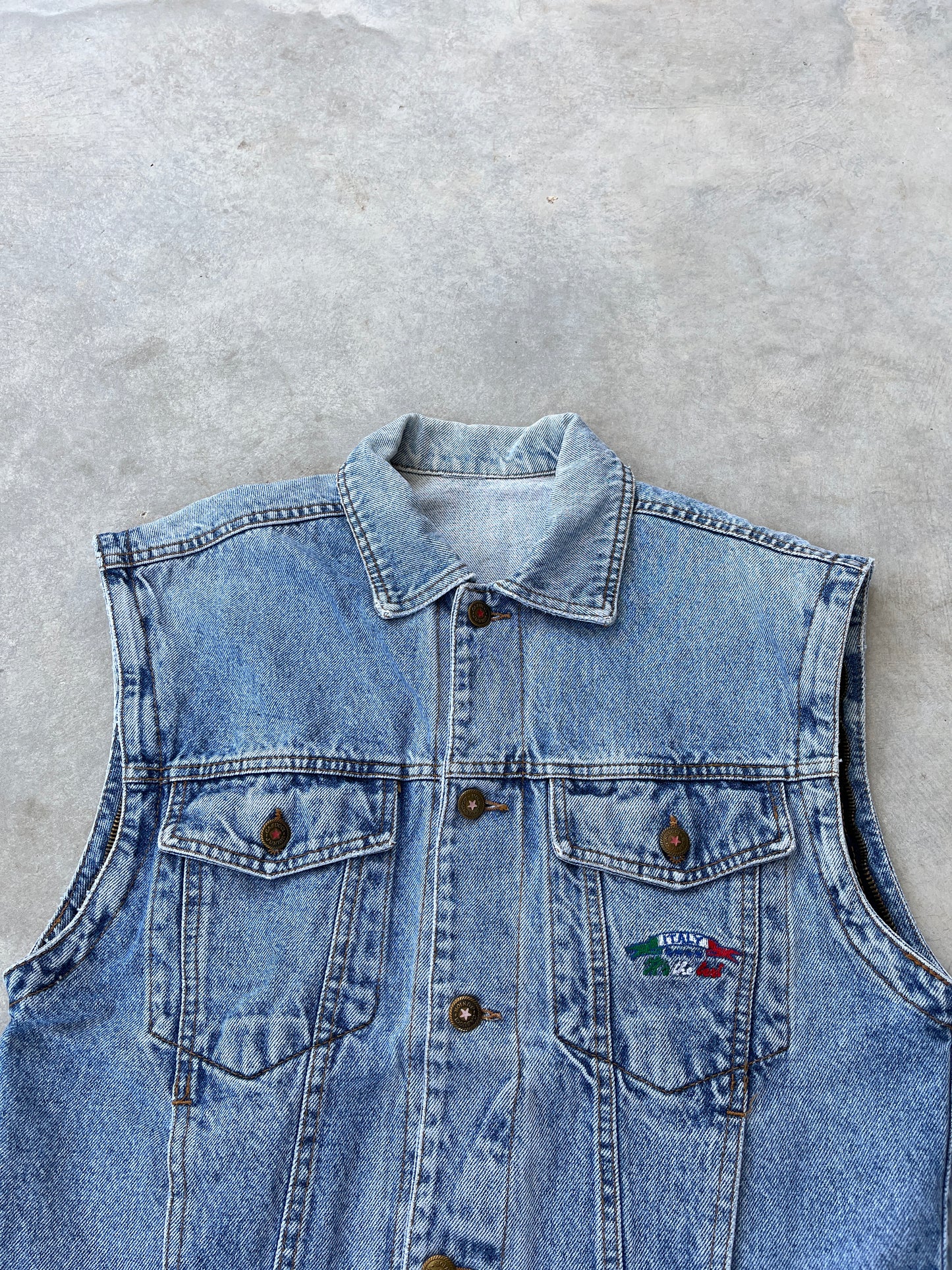 1970S - MADE IN ITALY DENIM VEST - M