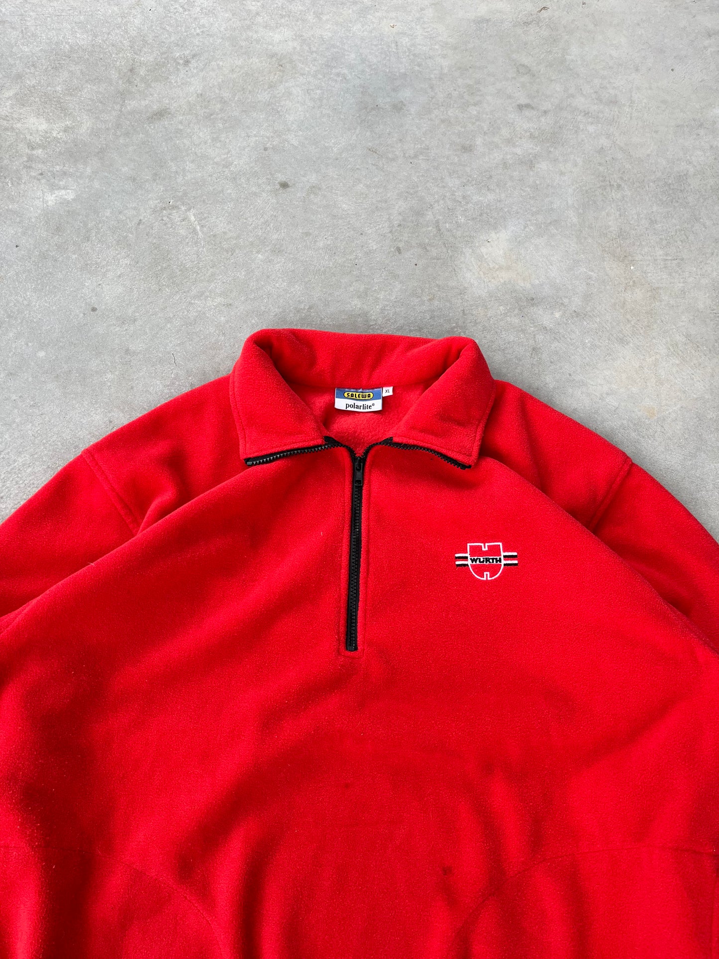 1990S - RED WURTH POLO COLLAR FLEECE - L