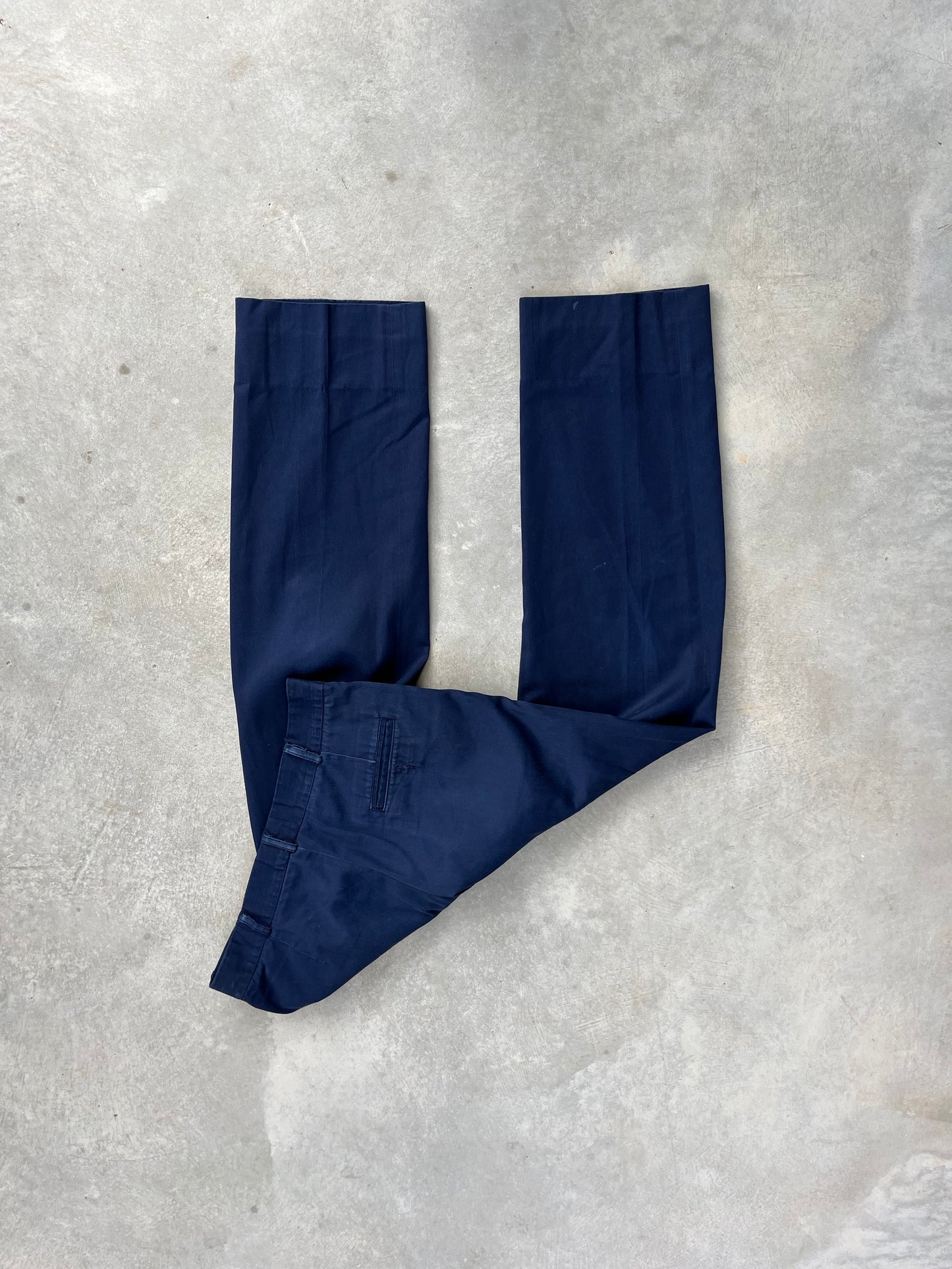 1990S - BLUE WIDE LEG FABRIC PANTS - 42