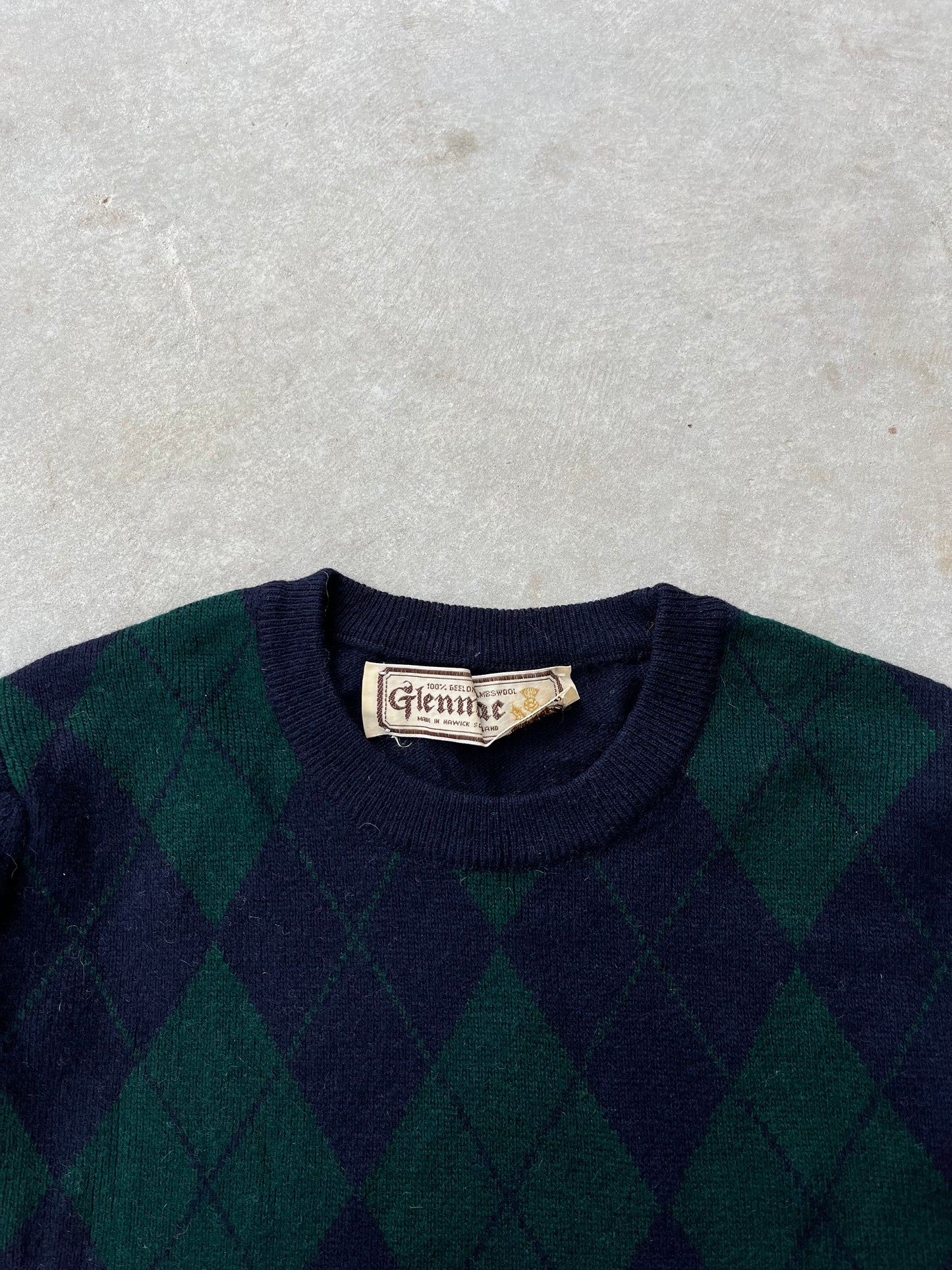 1980S - LAMBSWOOL MADE IN SCOTLAND ARGYLE SWEATER - XS
