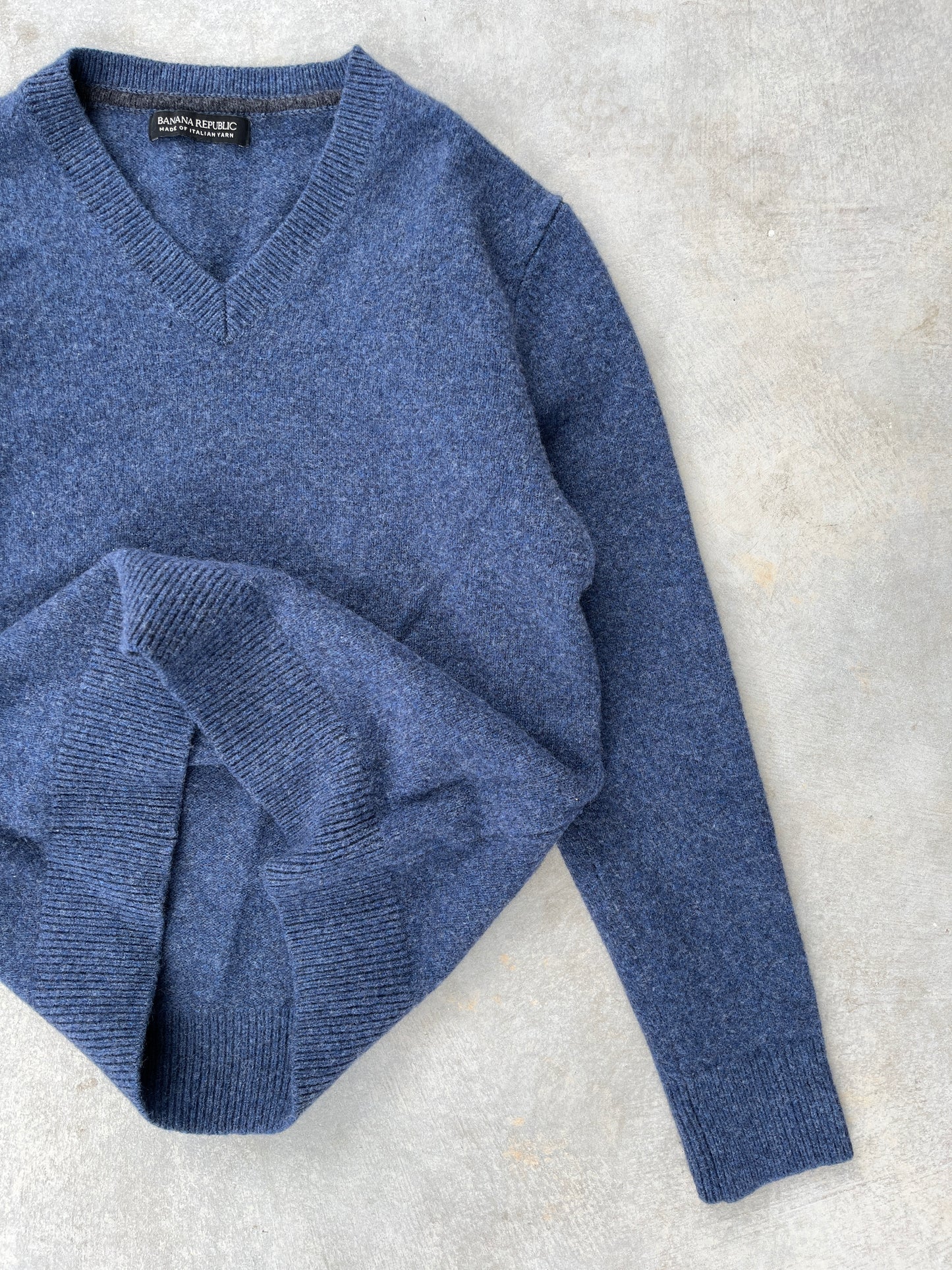 1990S - BANANA REPUBLIC BLUE KNIT SWEATER - S