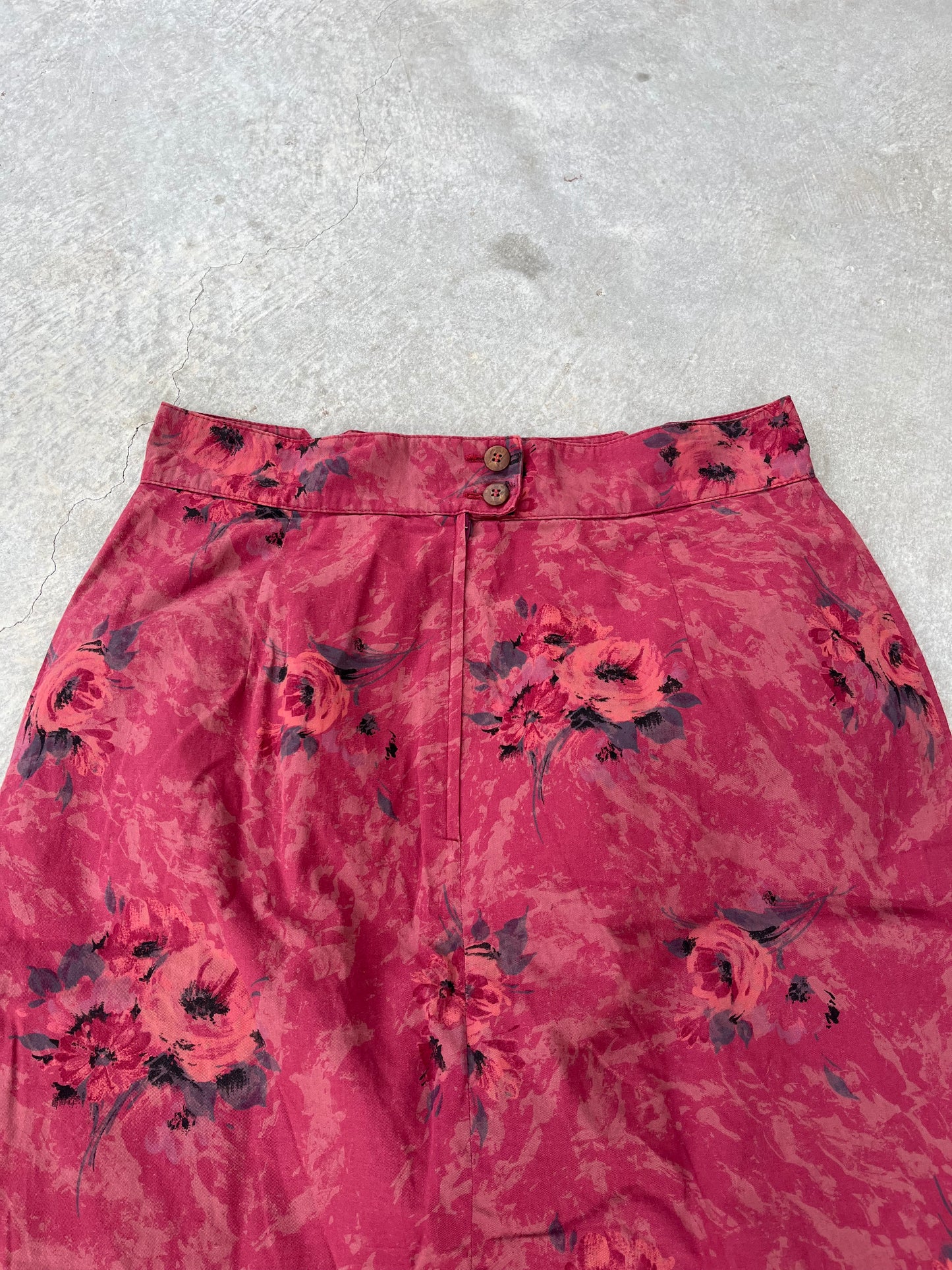 1990S - MID LENGTH FLOWERS SKIRT - 38