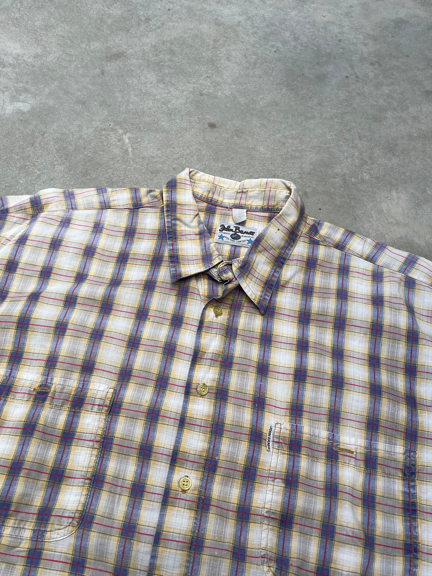 1980S - MULTICOLORED BUTTON UP TSHIRT - XXL