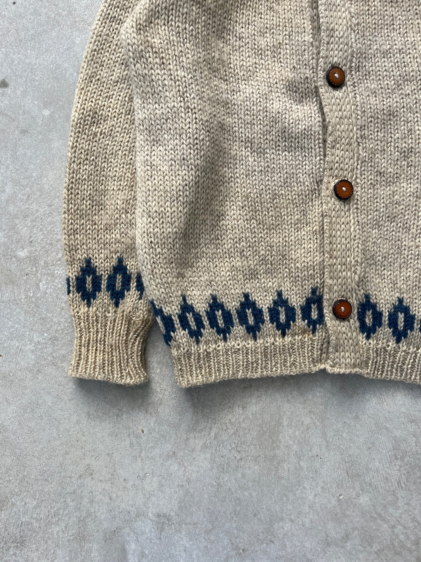 1990S - PATTERNED KNIT CARDIGAN - L