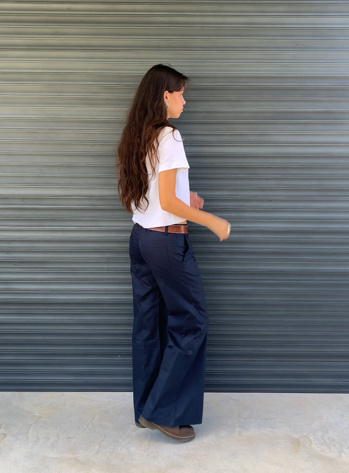 2000S - NAVY DEAD STOCK SIXTIES TZIPPY LOW RISE FLARED PANTS - 36/40