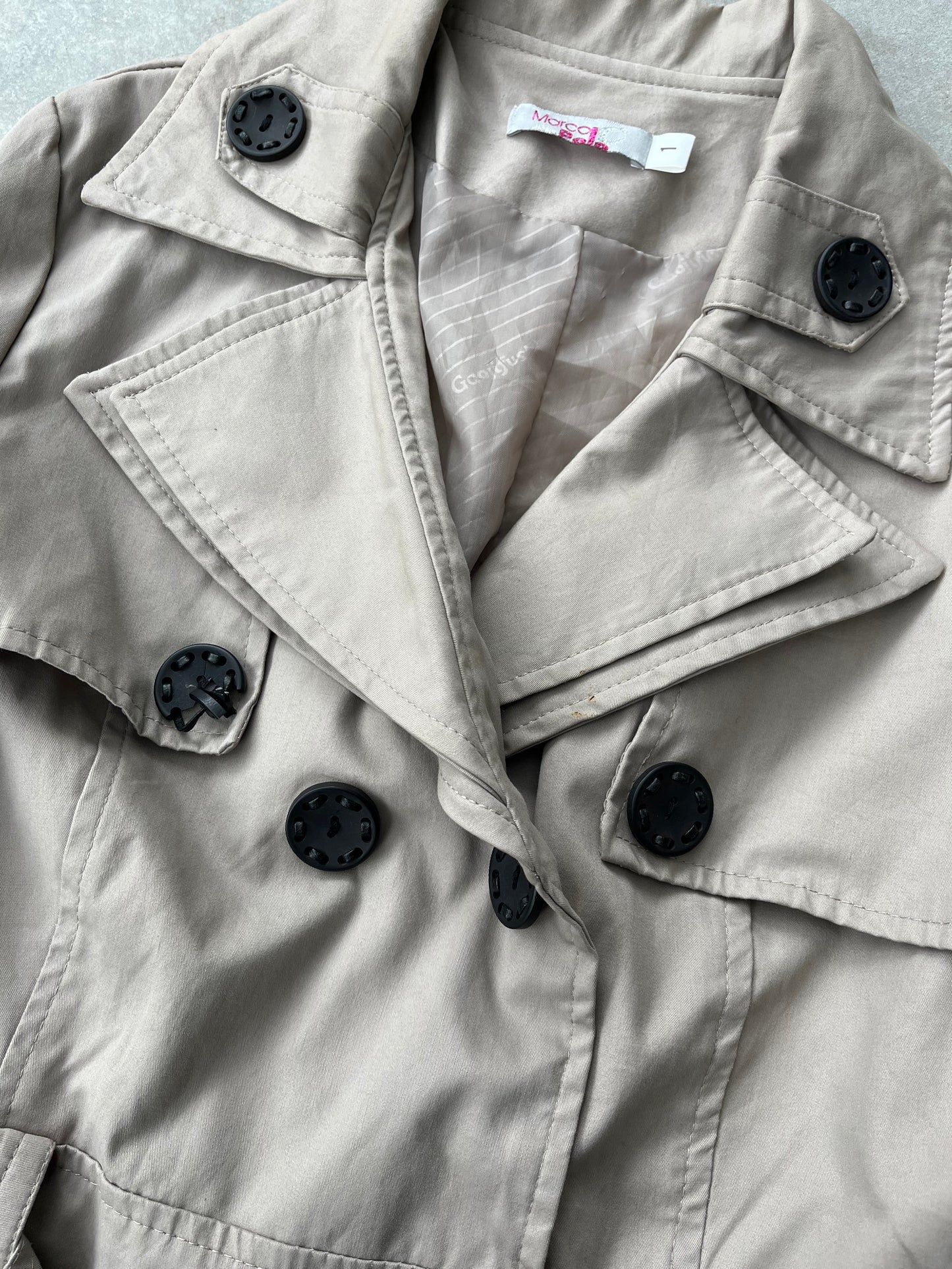 1990S - BEIGE TRENCH COAT - S