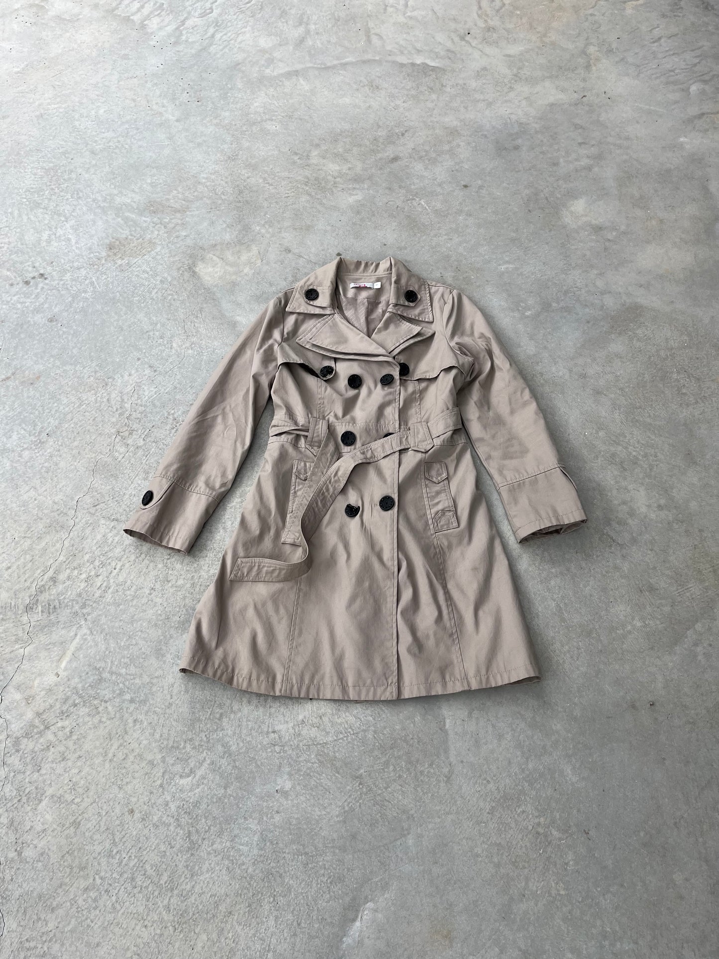 1990S - BEIGE TRENCH COAT - S